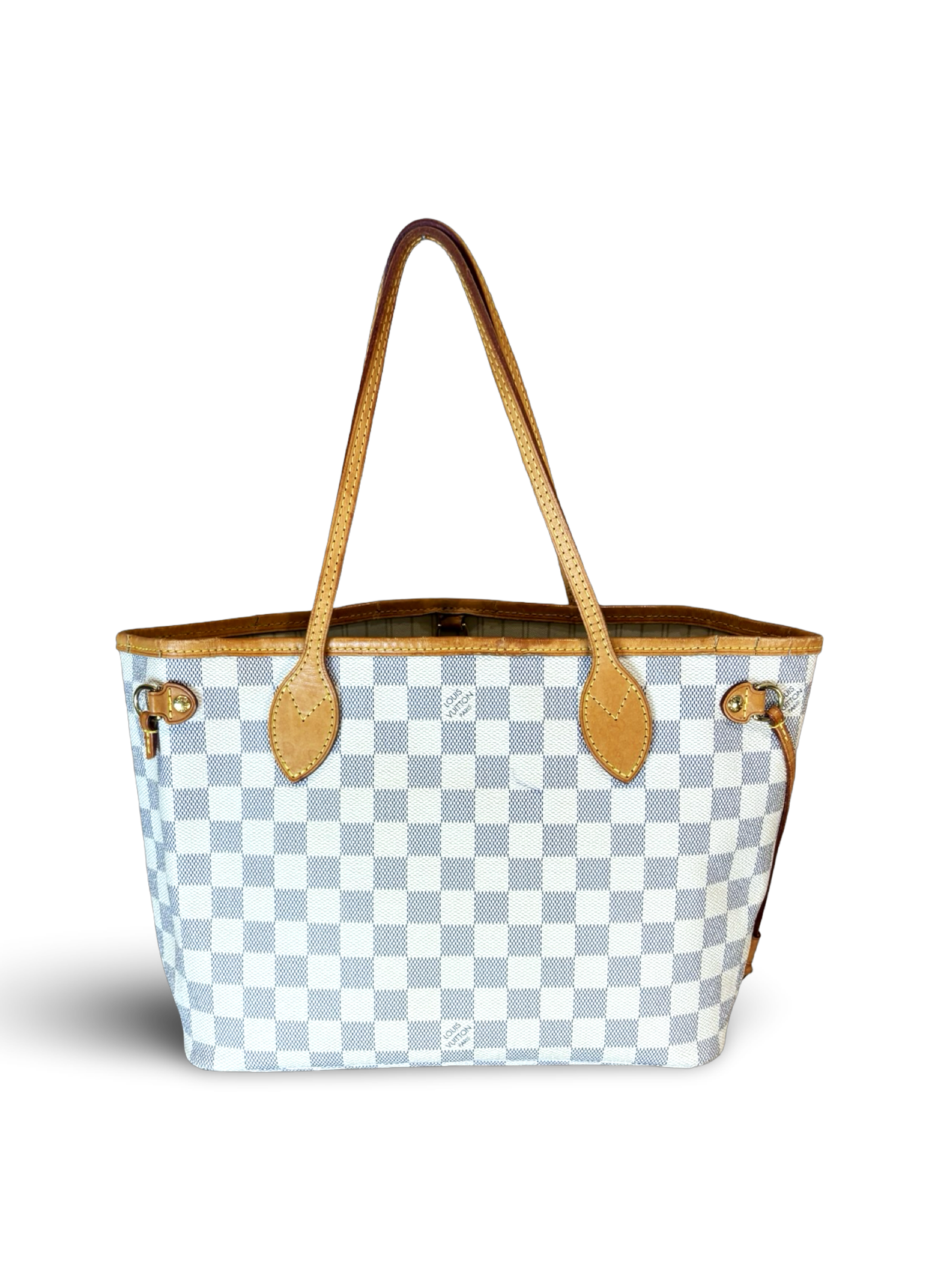 Louis Vuitton Neverfull PM Damier Azur White Canvas Tote Handbag