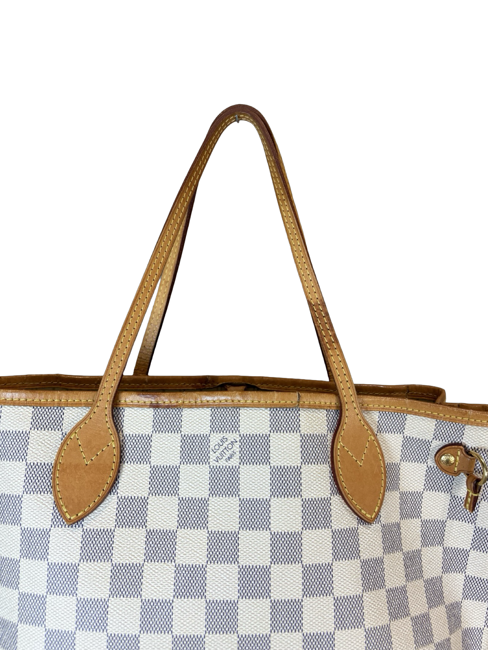 Louis Vuitton Neverfull PM Damier Azur White Canvas Tote Handbag — image 3