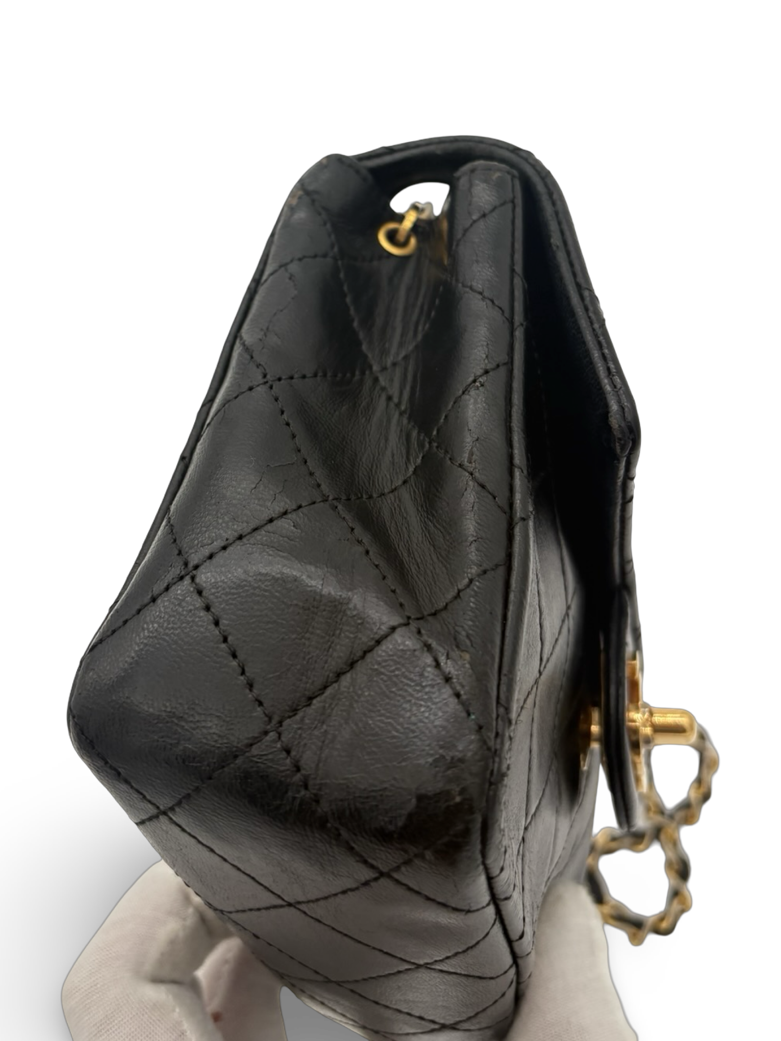 Chanel Black Lambskin Mini Square Classic Flap 24k Gold Hardware — image 9