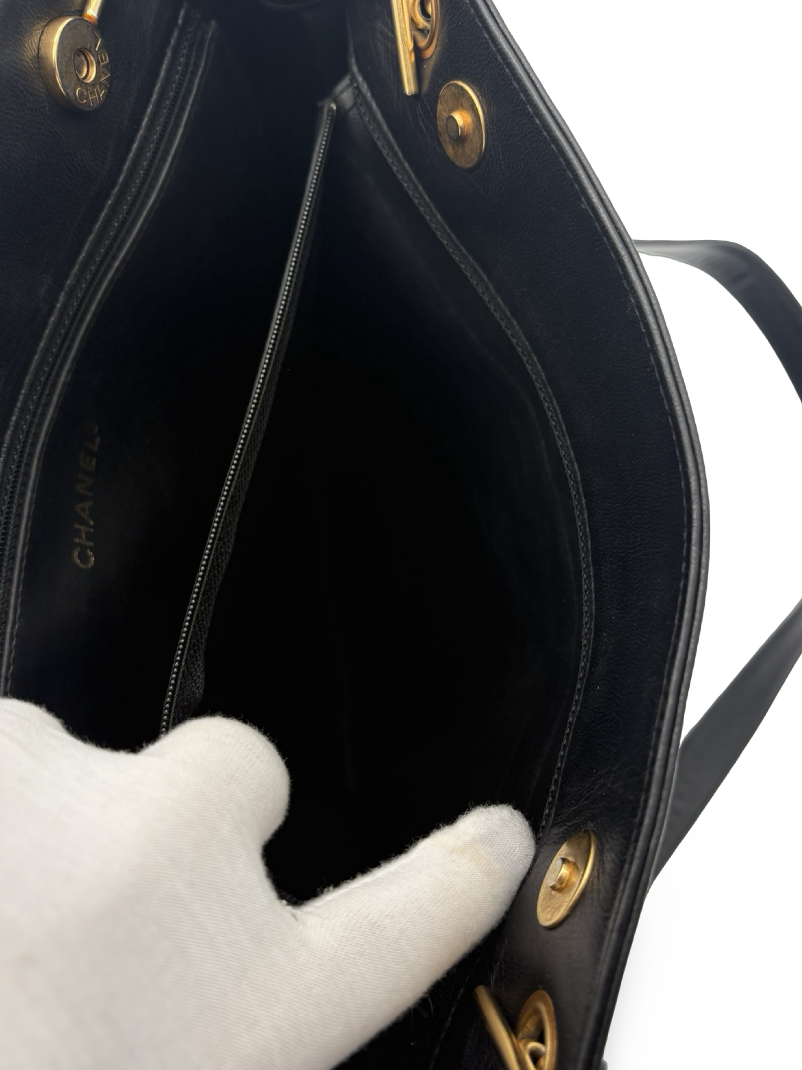 Chanel CC Triple Coco Logo Black Lambskin Leather Tote / Shoulder Bag — image 28