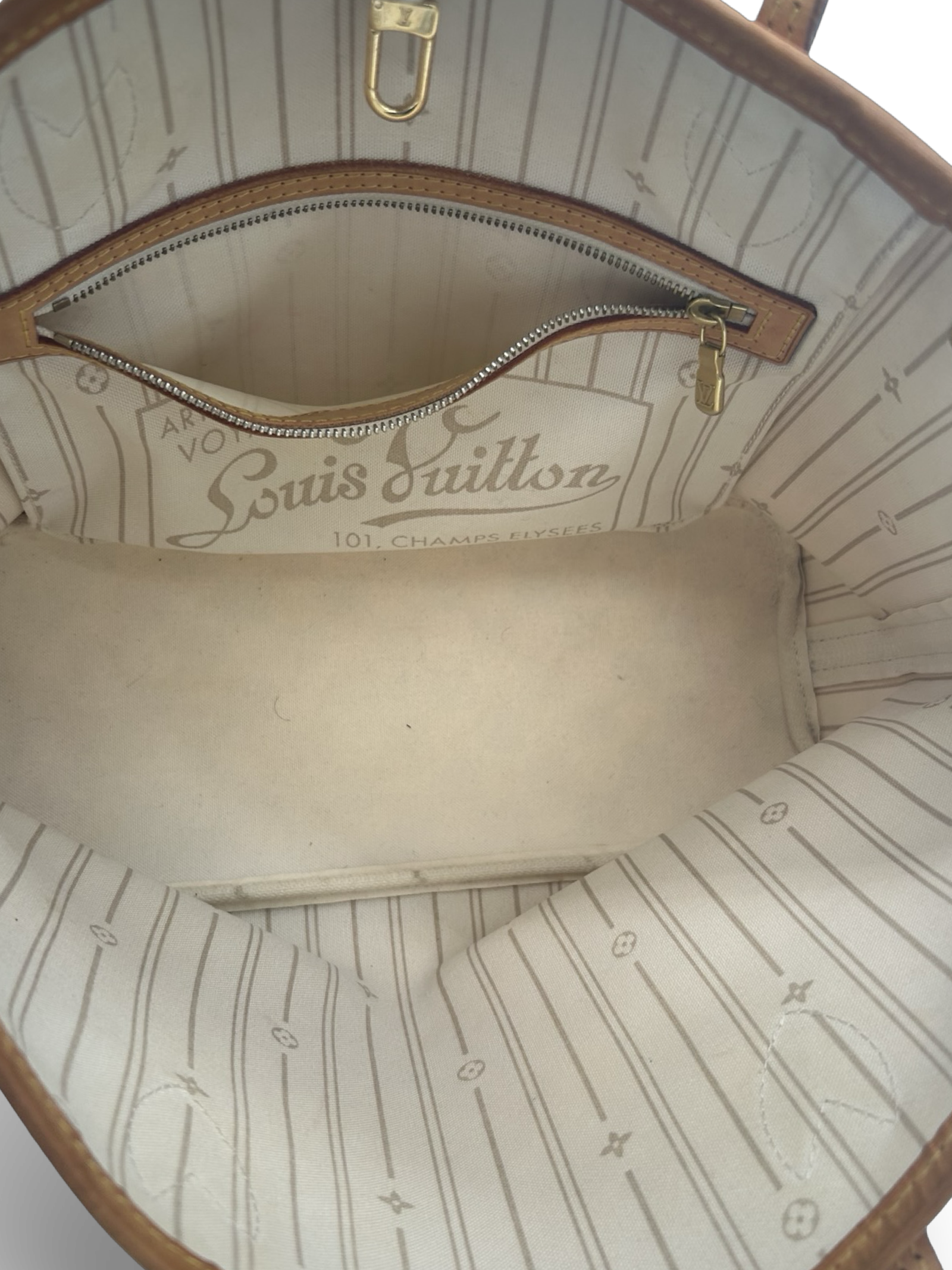 Louis Vuitton Neverfull PM Damier Azur White Canvas Tote Handbag — image 12