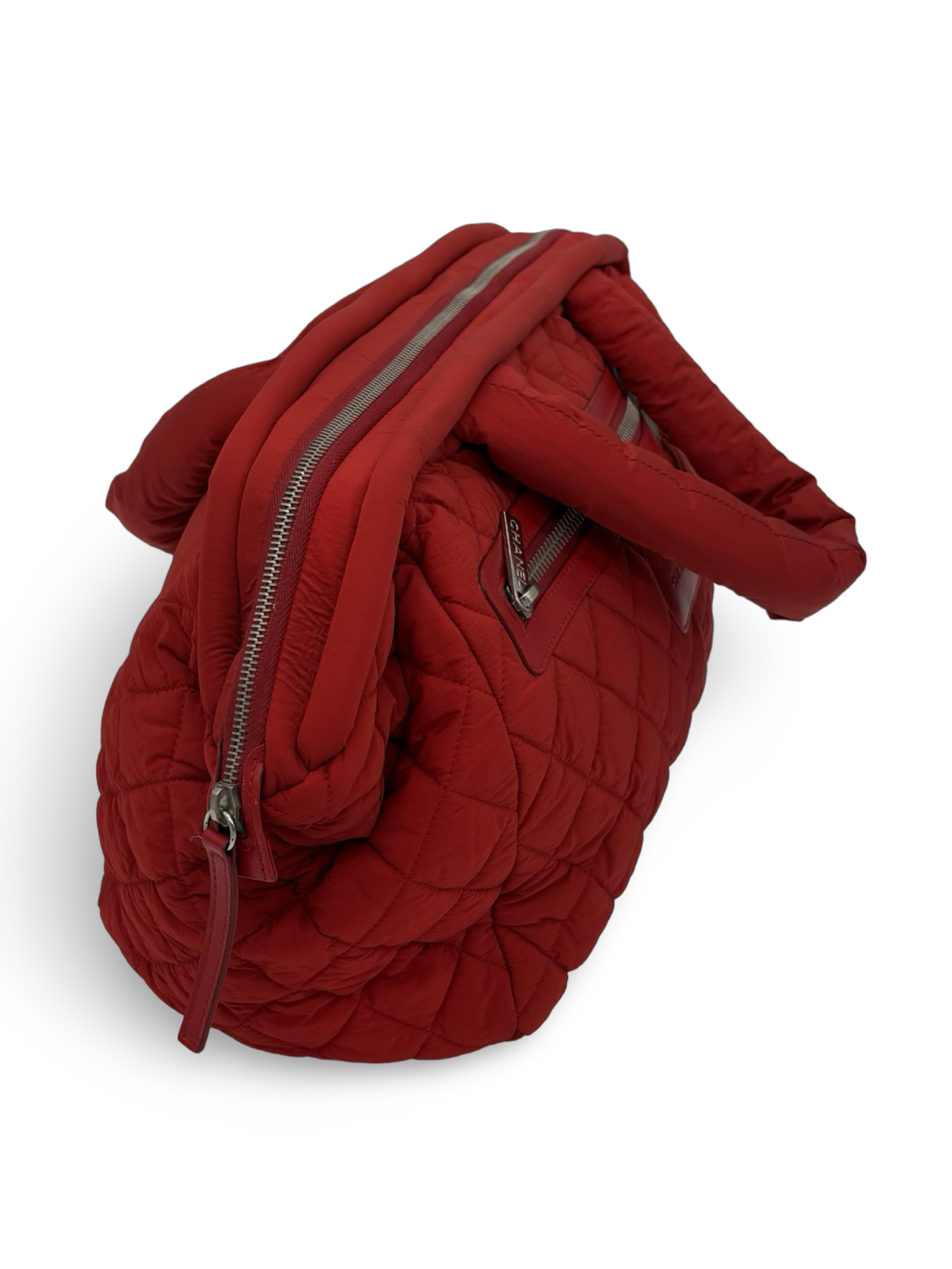 Chanel Red Medium Quilted Nylon Coco Cocoon Tote Handbag — image 3