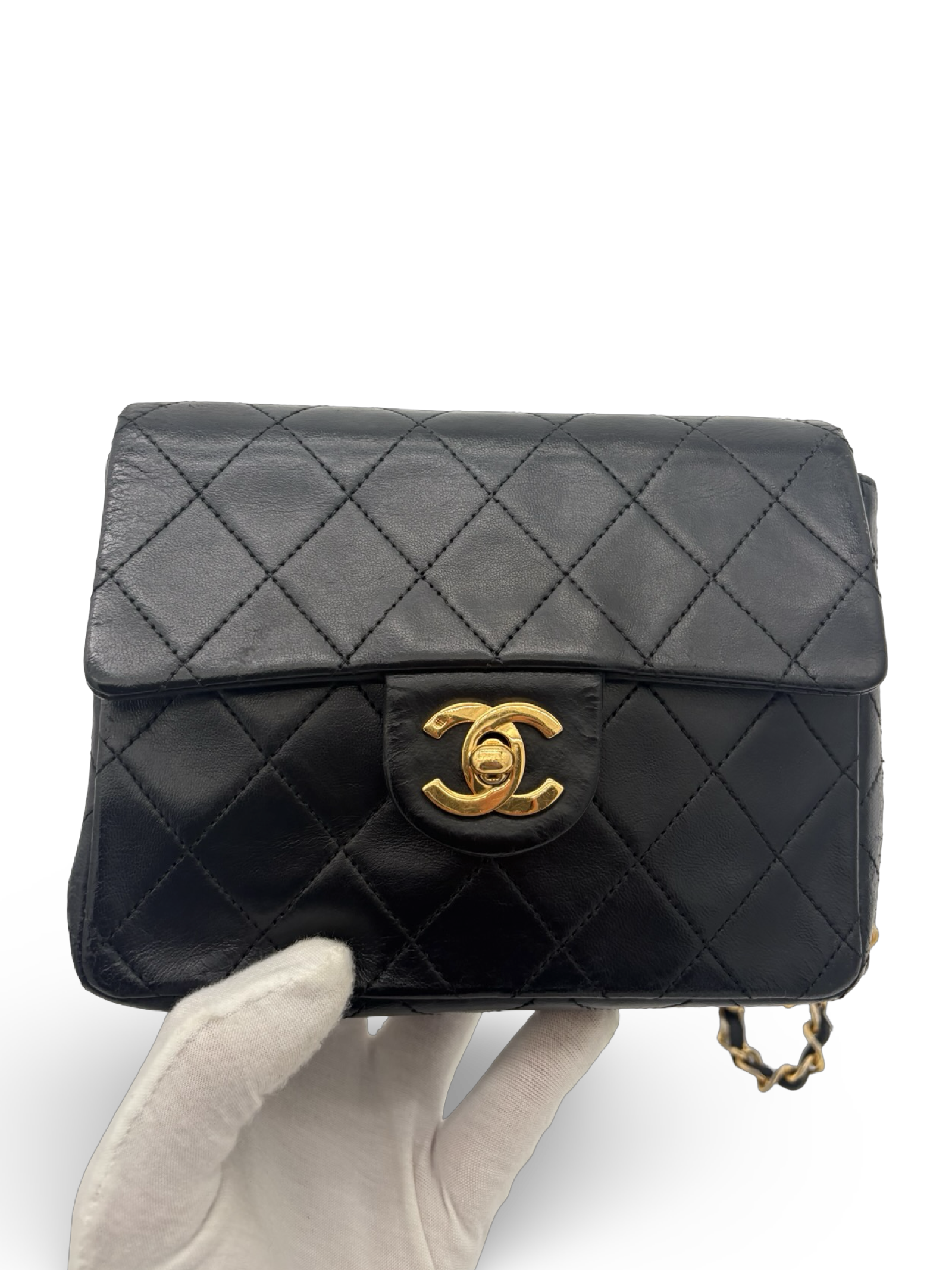 Chanel Black Lambskin Mini Square Classic Flap 24k Gold Hardware — image 5