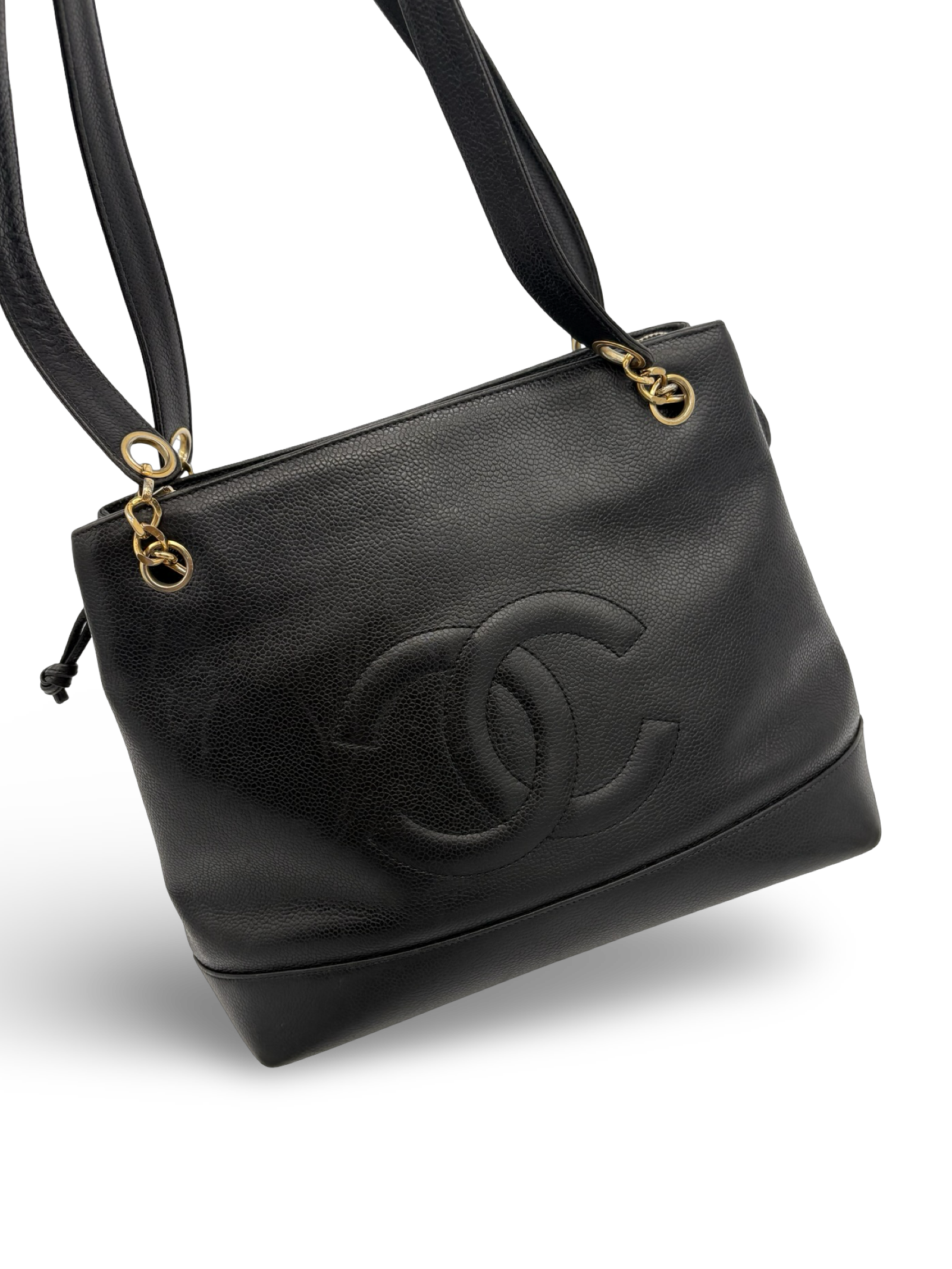 Chanel CC Caviar Black Chain Tote / Shoulder Bag — image 6