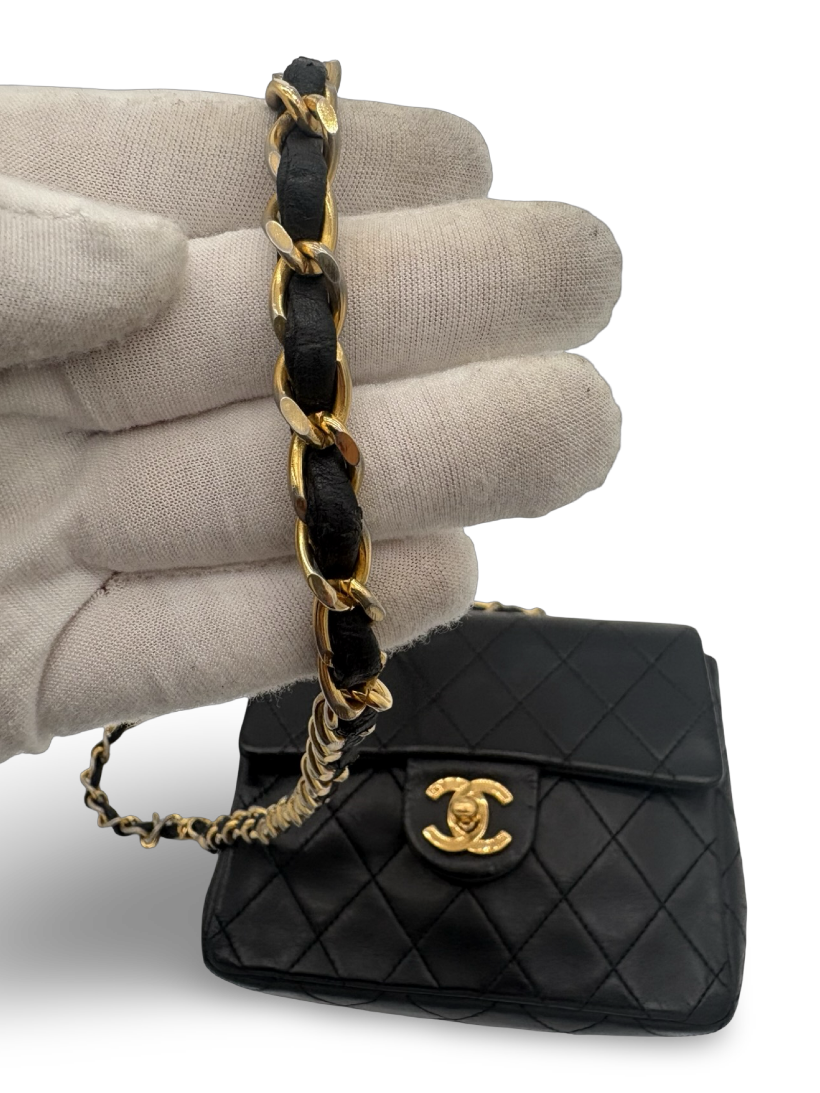 Chanel Black Lambskin Mini Square Classic Flap 24k Gold Hardware — image 18