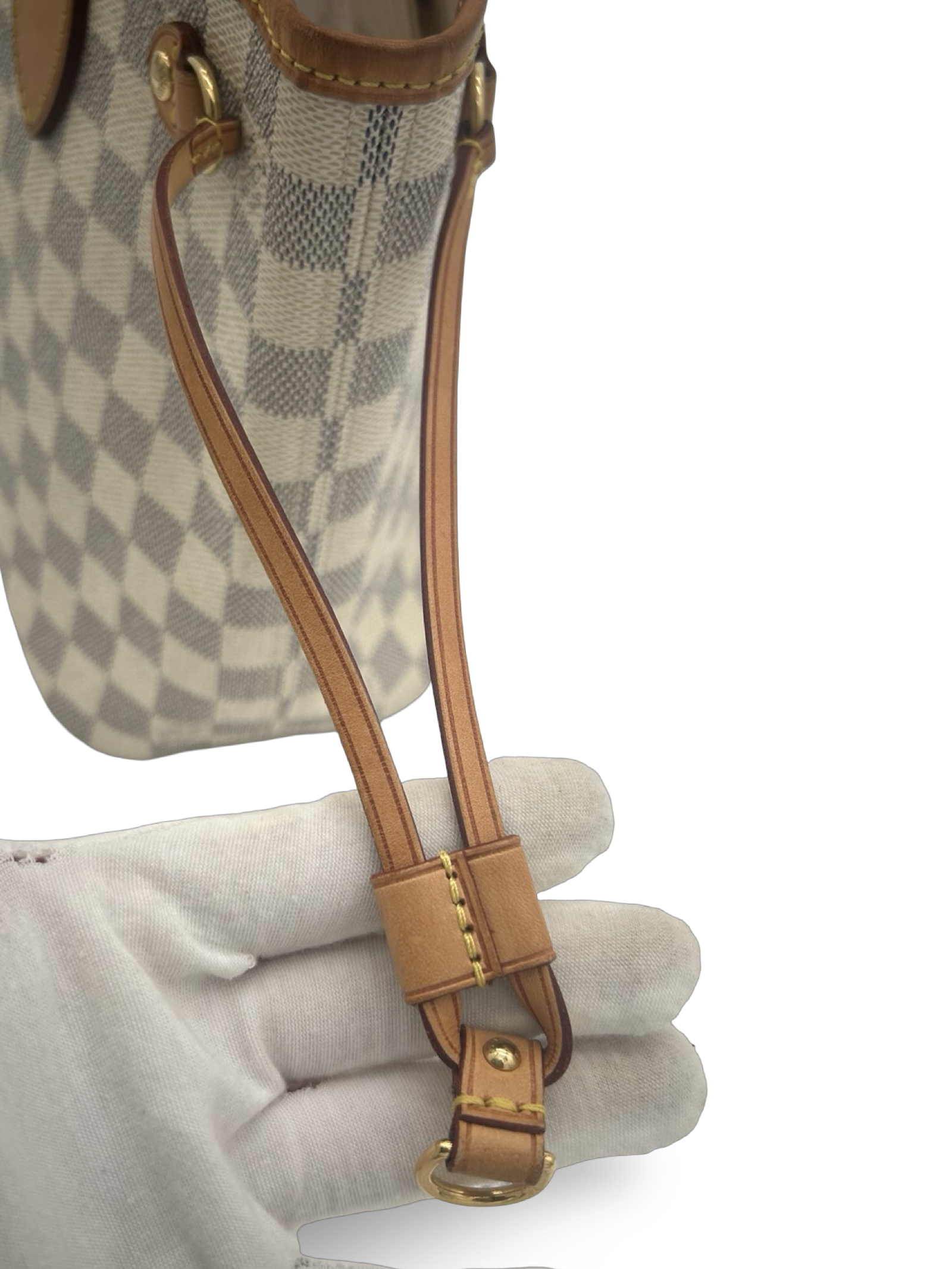 Louis Vuitton Neverfull PM Damier Azur White Canvas Tote Handbag — image 9