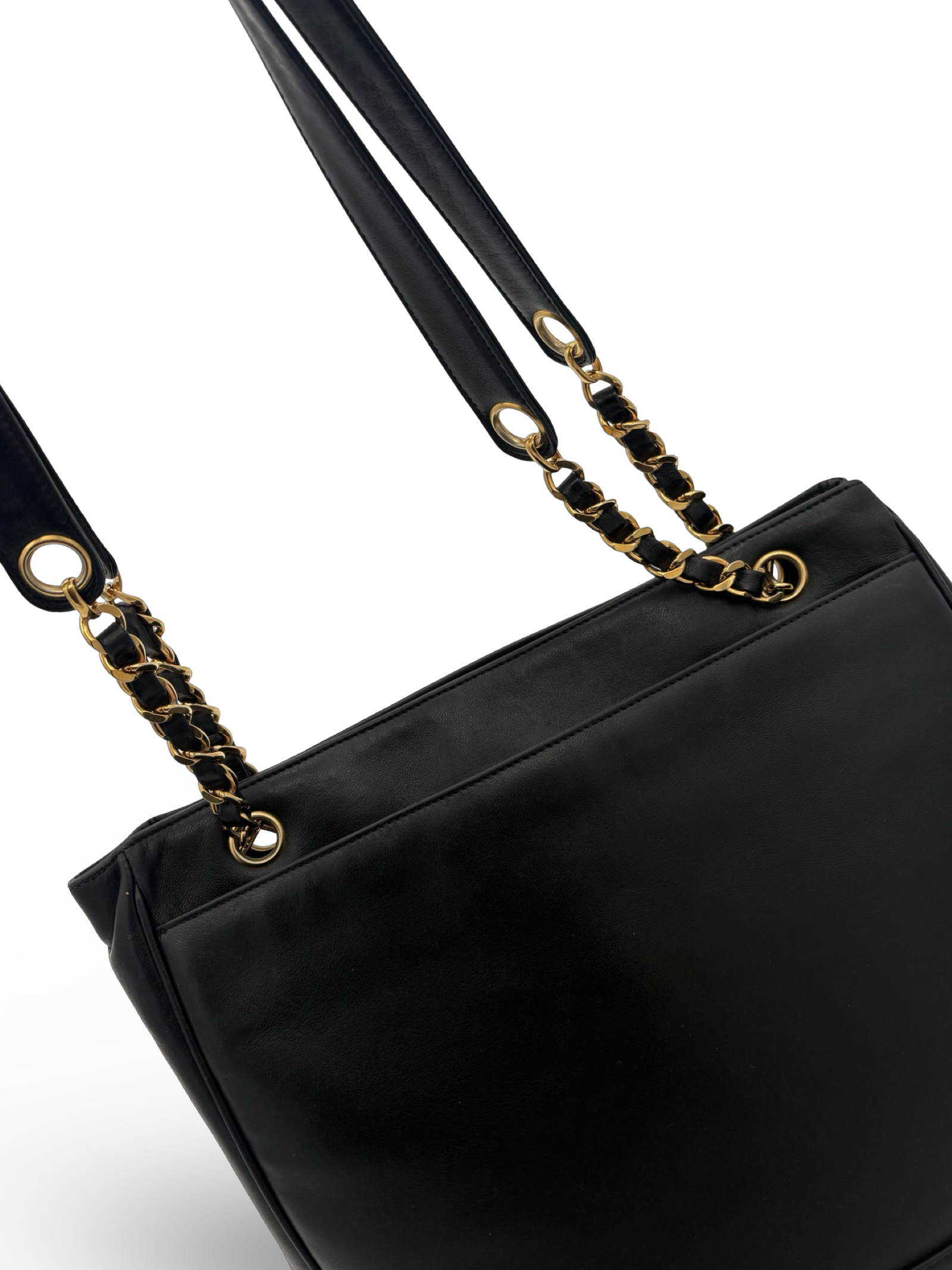 Chanel CC Triple Coco Logo Black Lambskin Leather Tote / Shoulder Bag — image 18