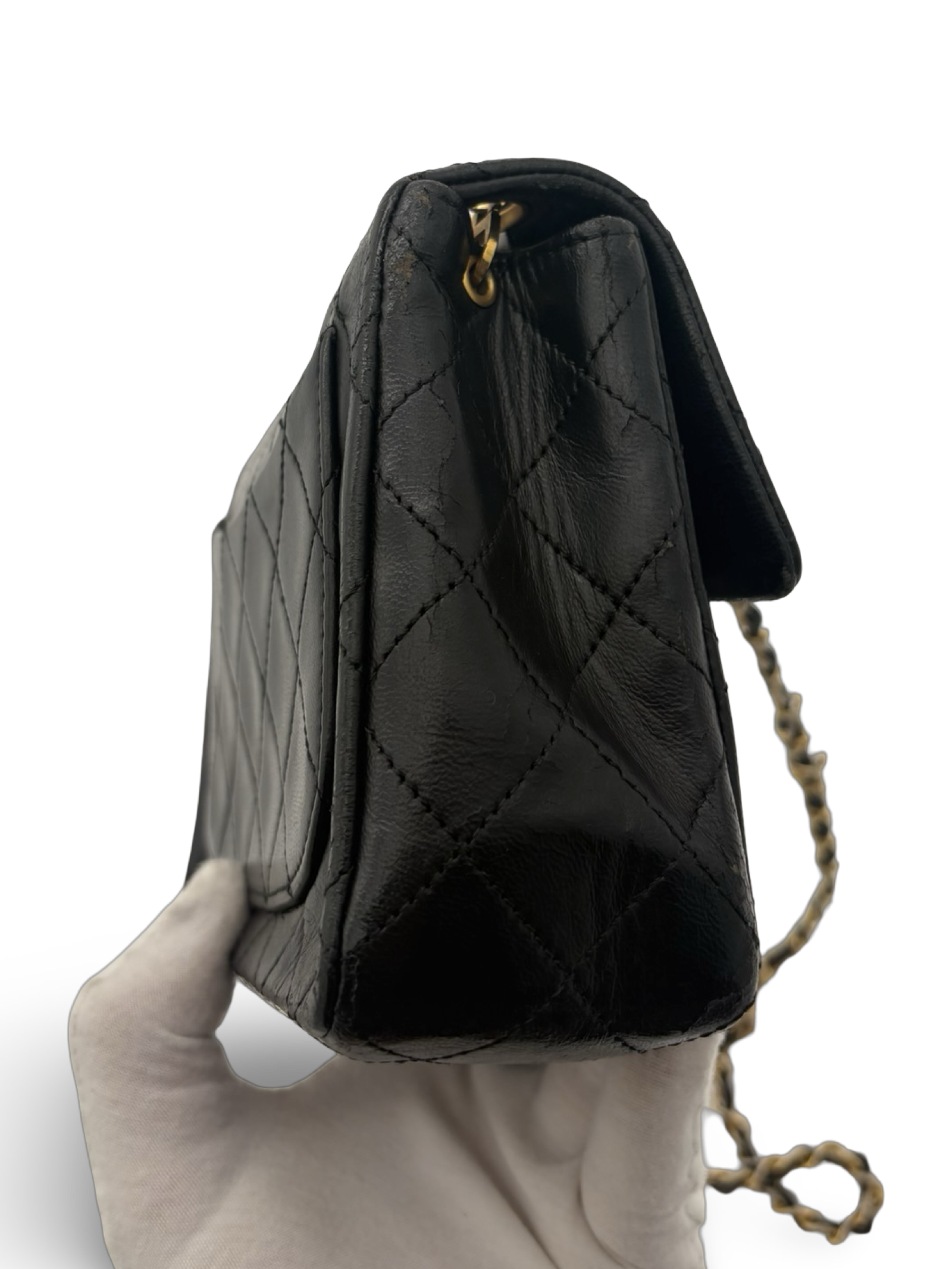 Chanel Black Lambskin Mini Square Classic Flap 24k Gold Hardware — image 13