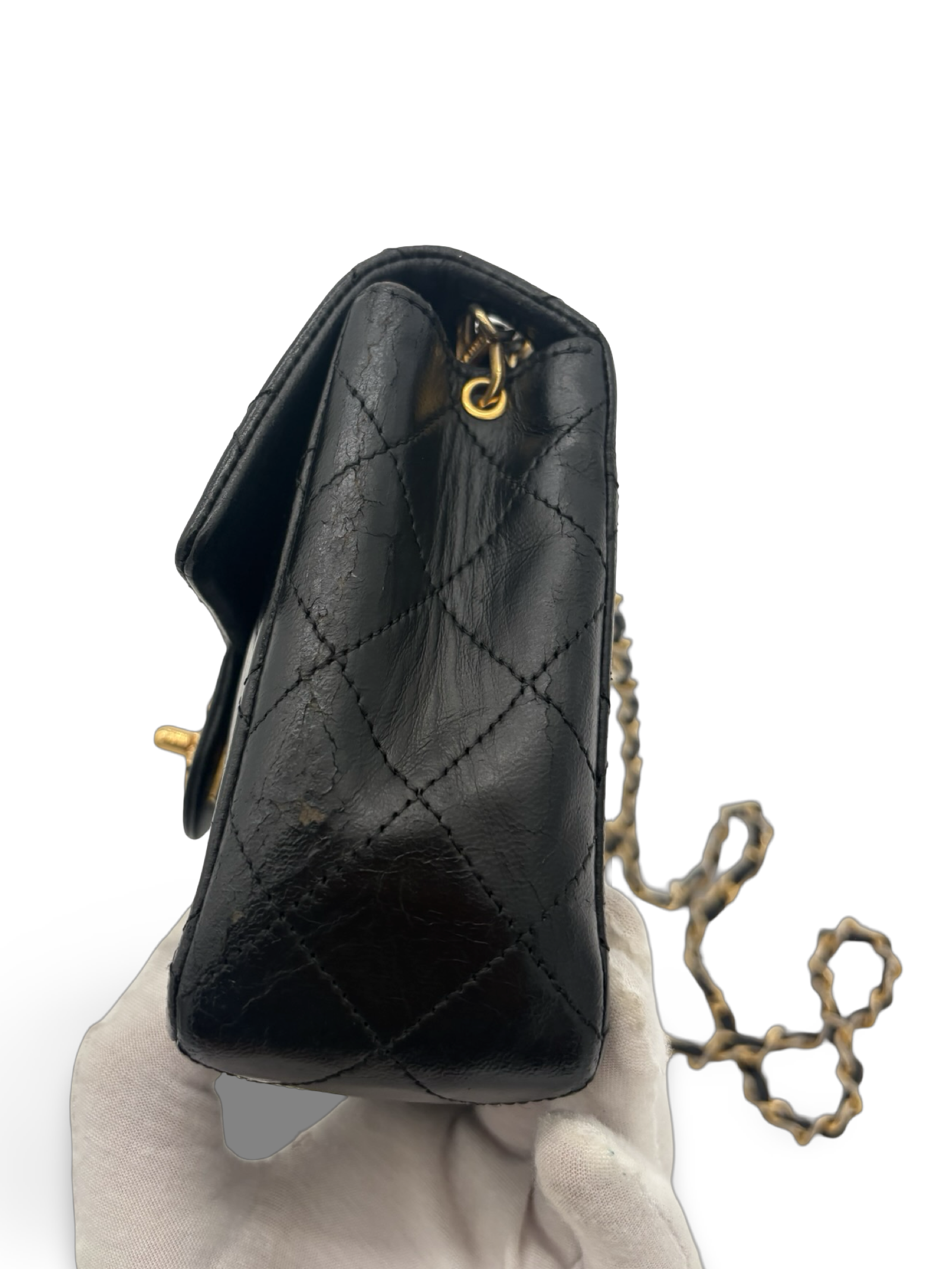 Chanel Black Lambskin Mini Square Classic Flap 24k Gold Hardware — image 11