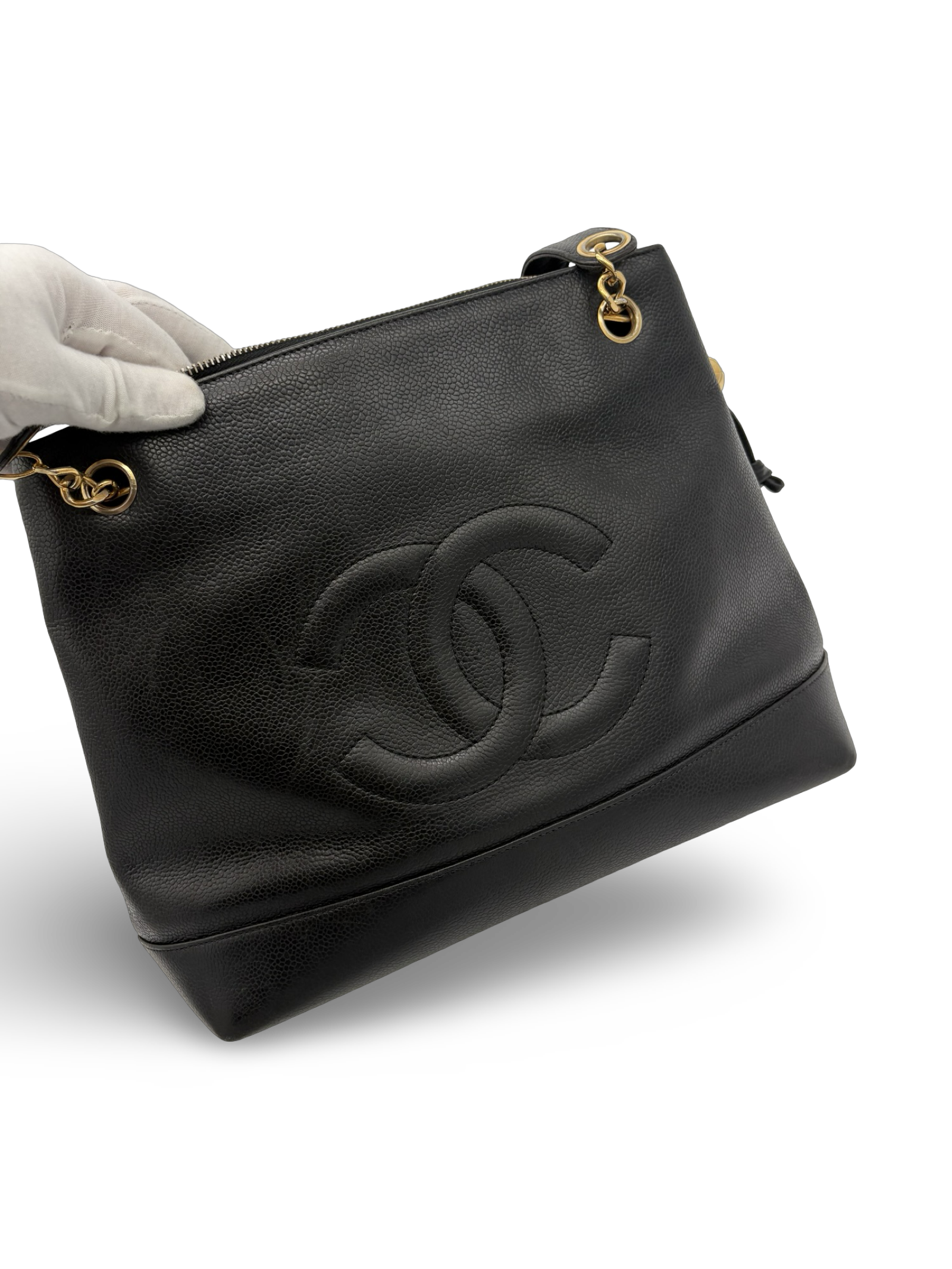 Chanel CC Caviar Black Chain Tote / Shoulder Bag — image 17