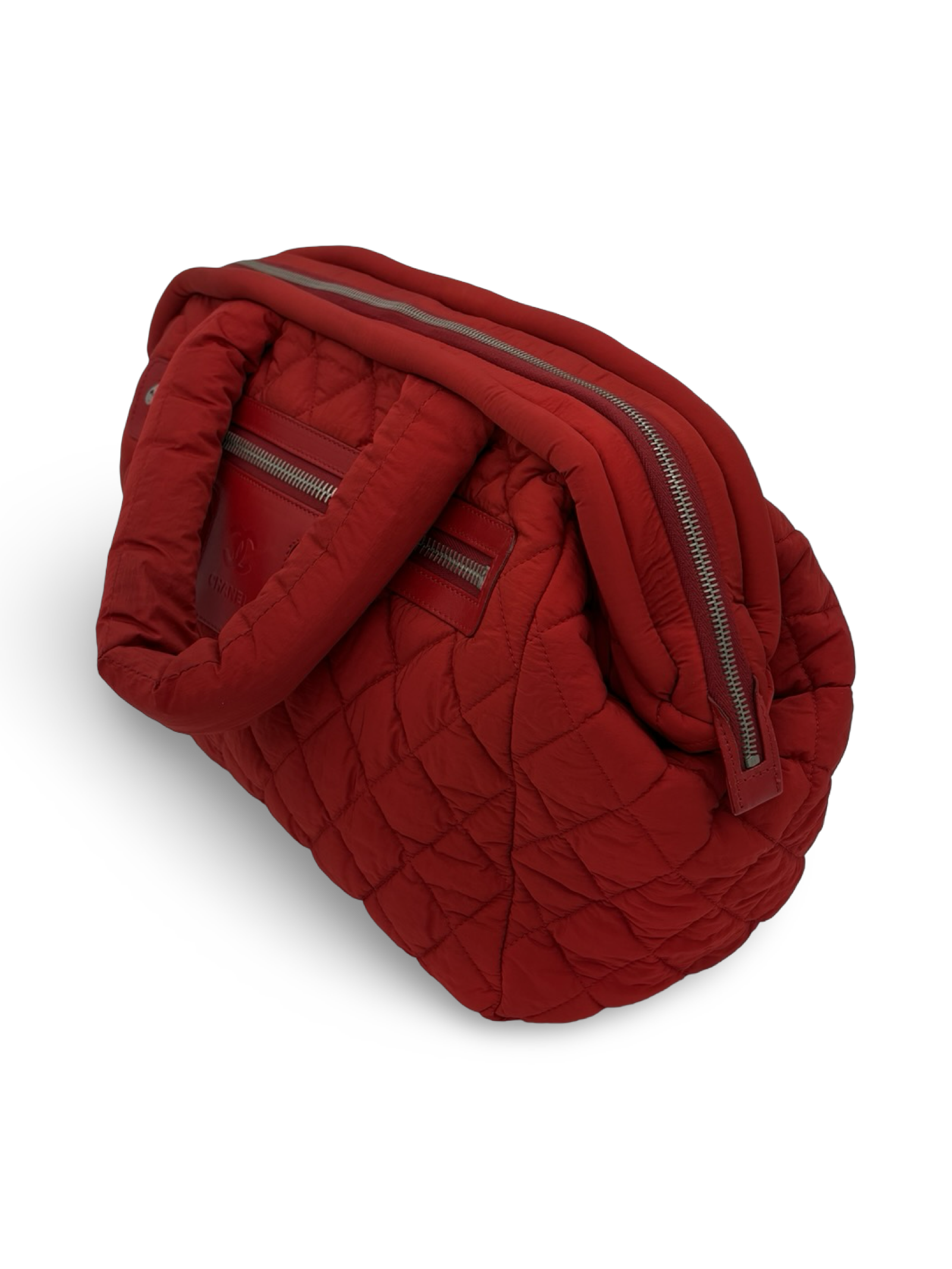 Chanel Red Medium Quilted Nylon Coco Cocoon Tote Handbag — image 4