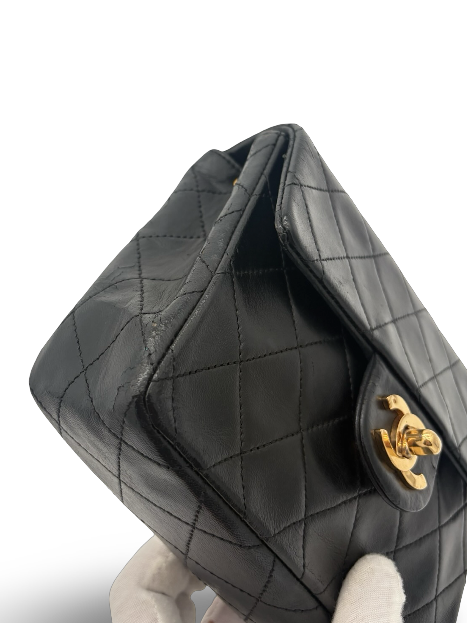 Chanel Black Lambskin Mini Square Classic Flap 24k Gold Hardware — image 10