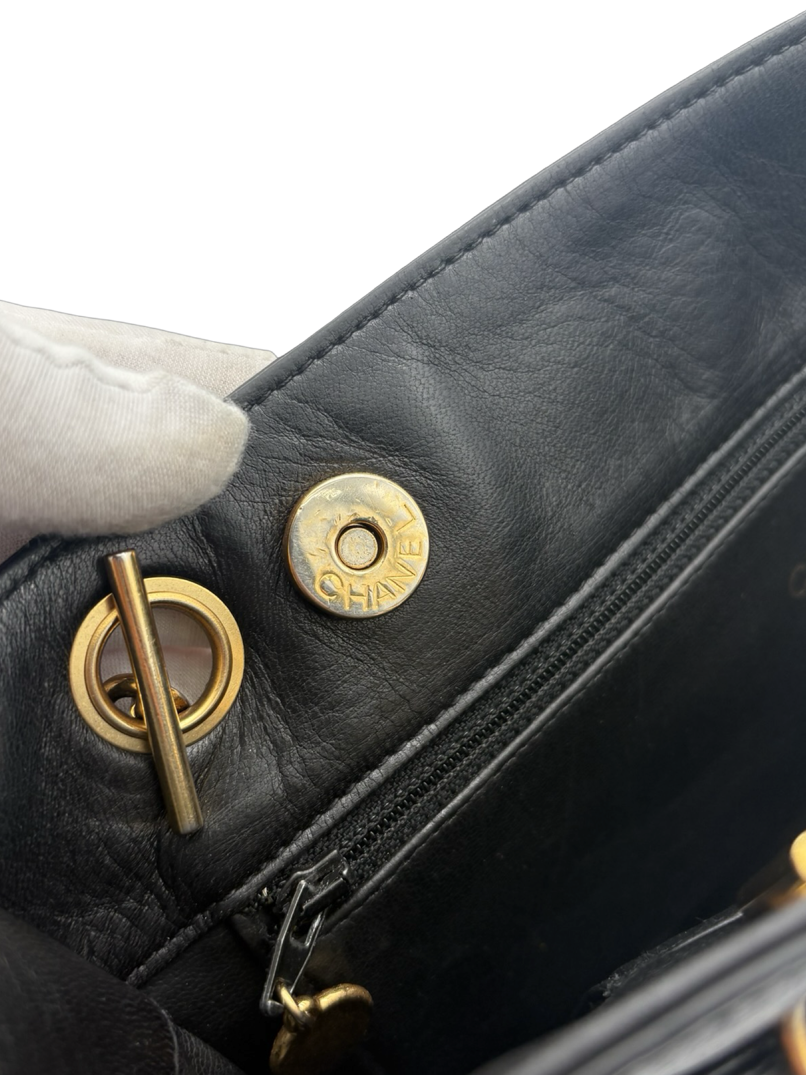 Chanel CC Triple Coco Logo Black Lambskin Leather Tote / Shoulder Bag — image 26