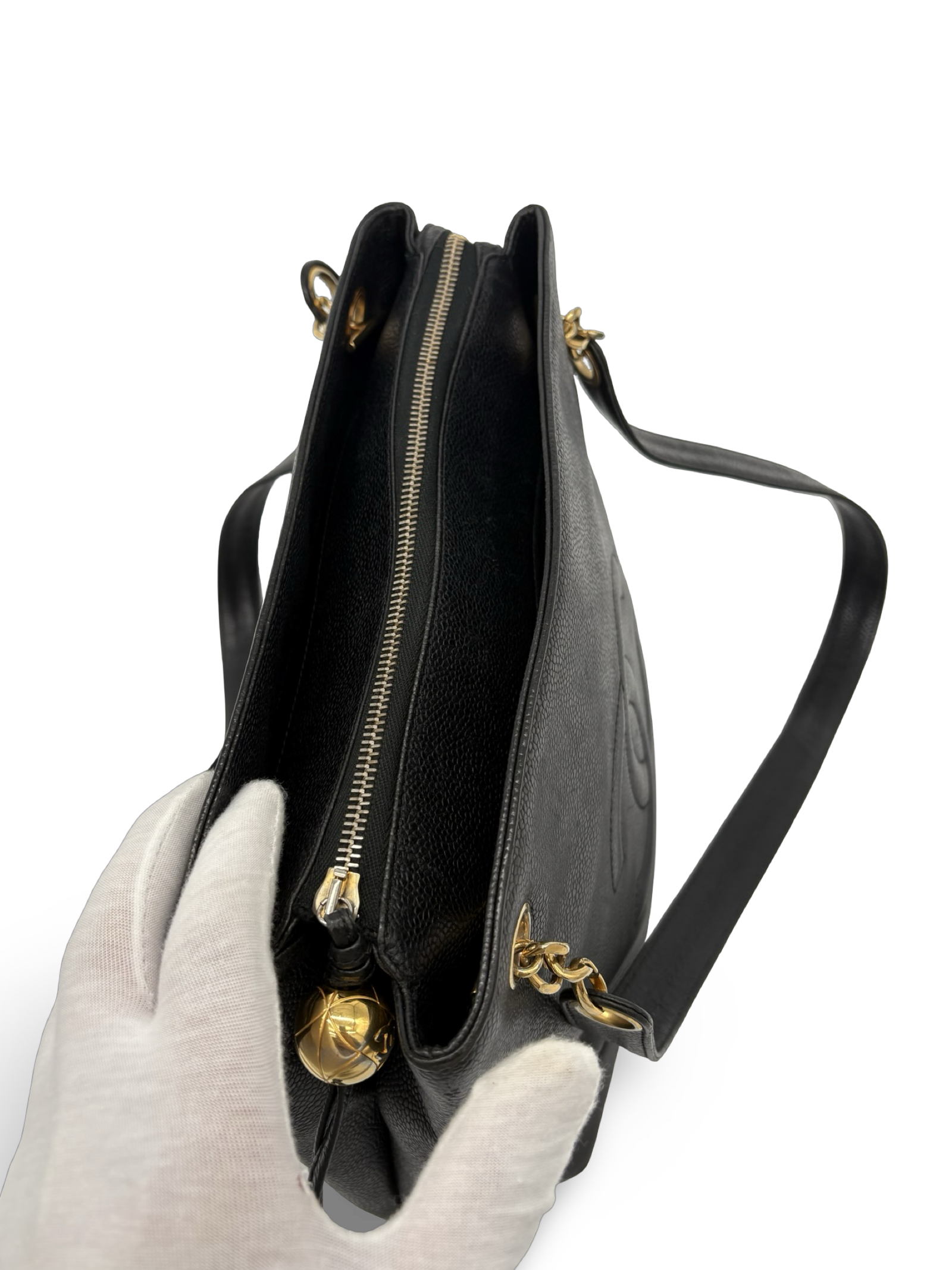 Chanel CC Caviar Black Chain Tote / Shoulder Bag — image 9