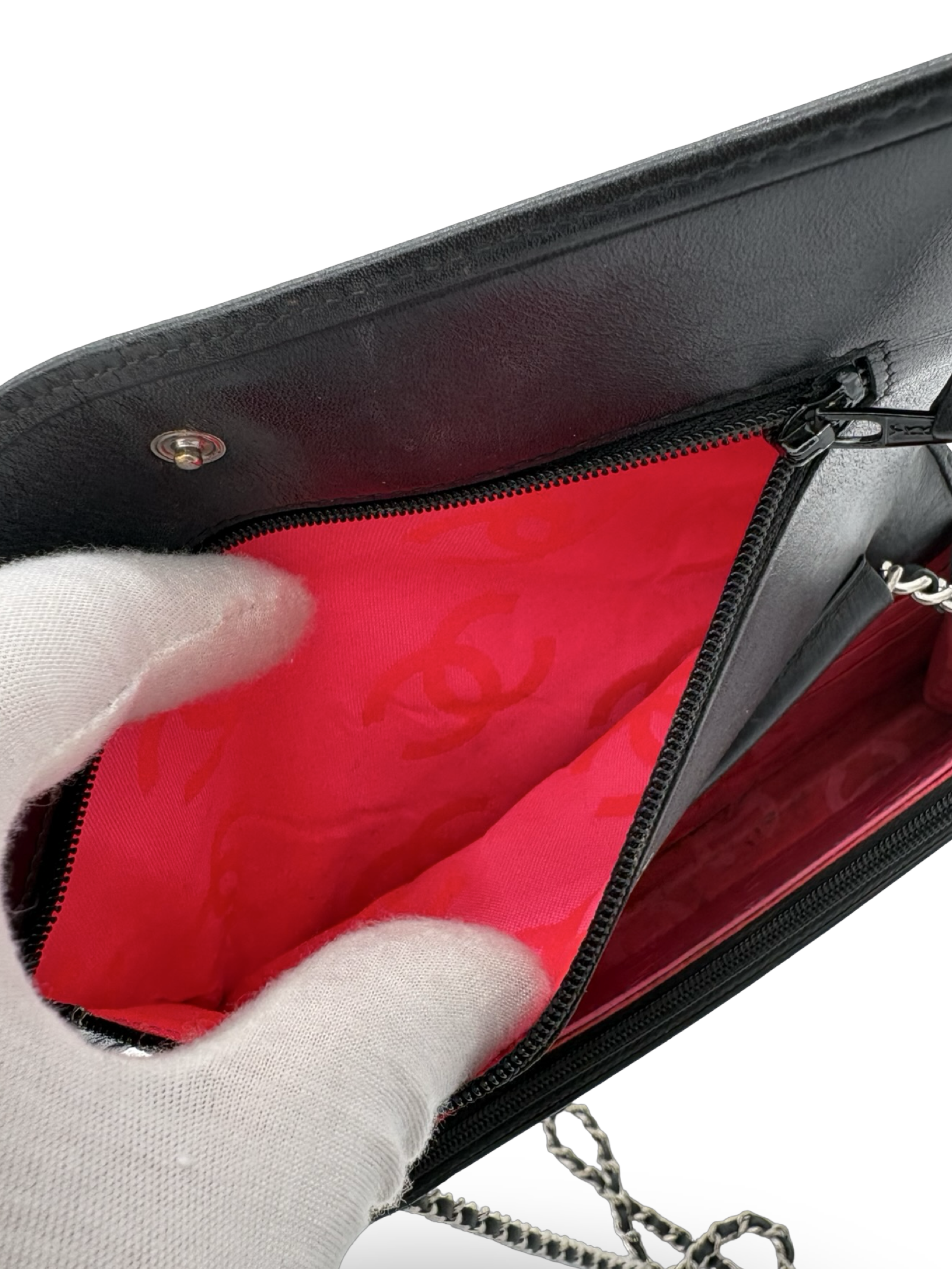 Chanel CC Black Lambskin Leather Cambon Ligne Wallet on Chain Shoulder / Handbag — image 15