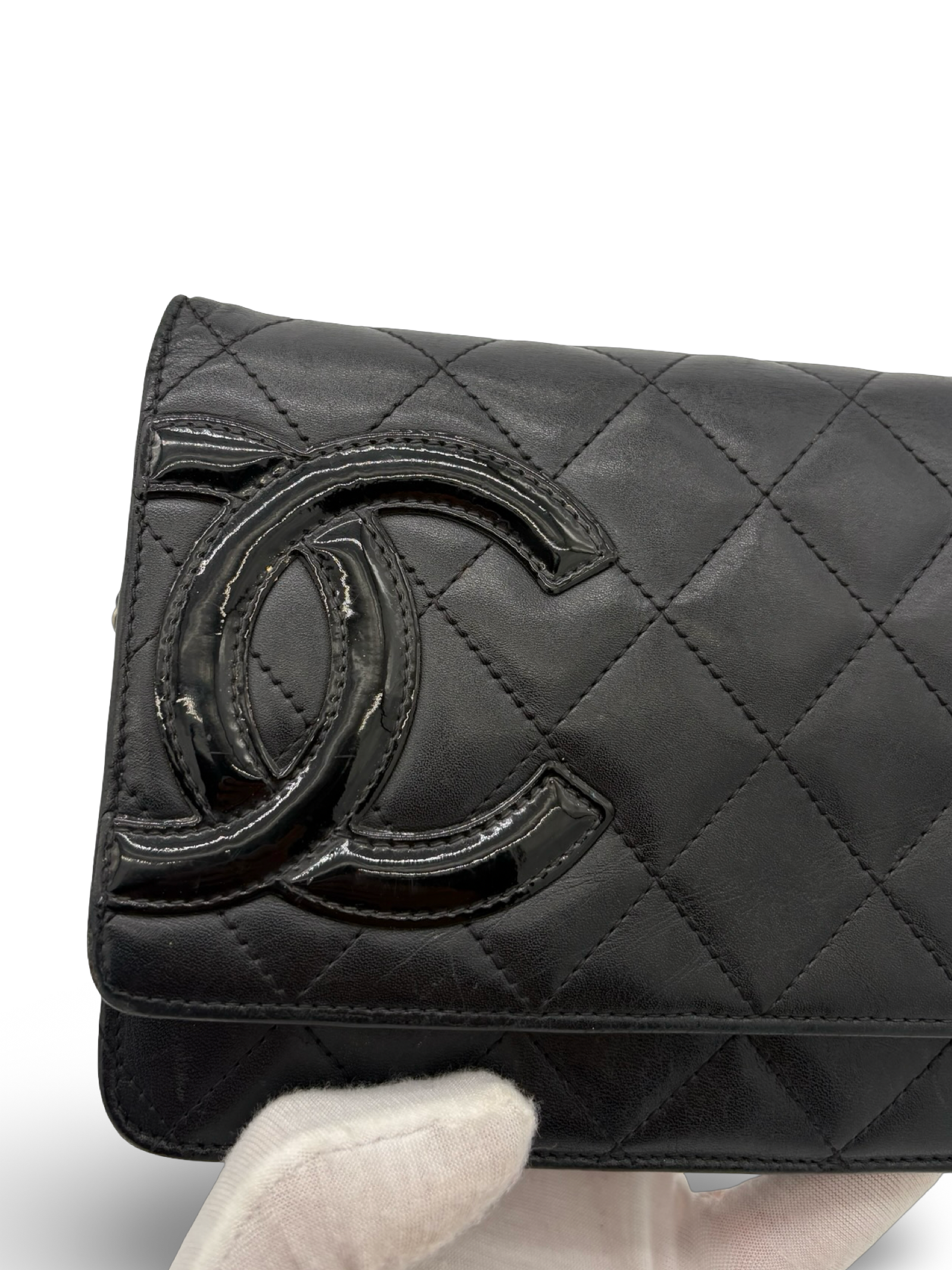 Chanel CC Black Lambskin Leather Cambon Ligne Wallet on Chain Shoulder / Handbag — image 7