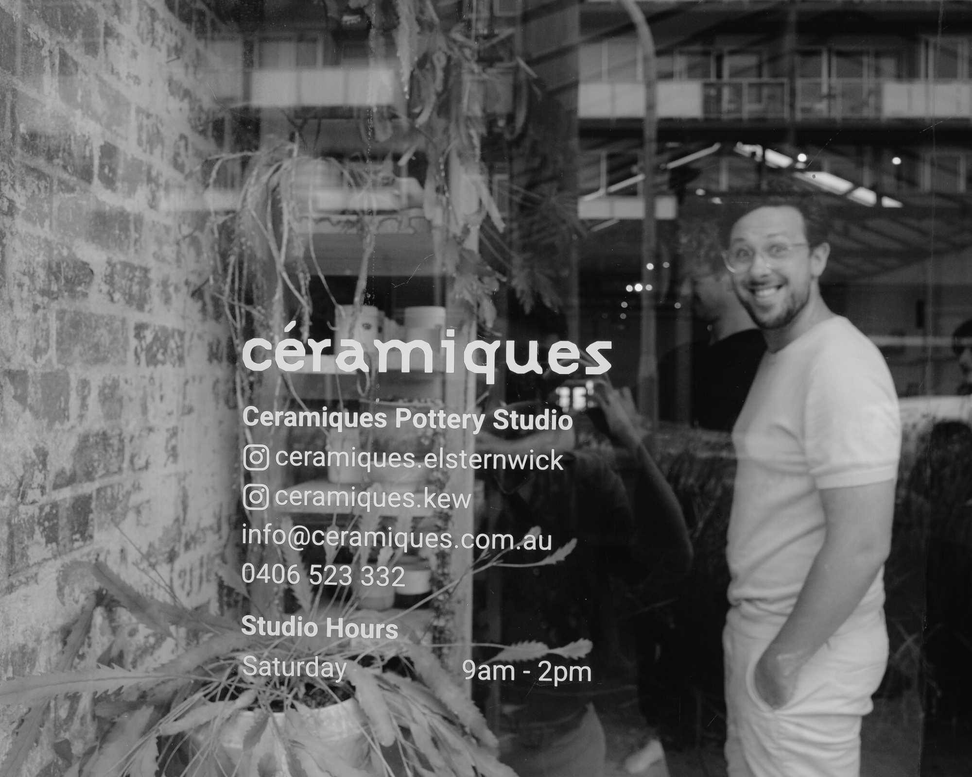 House of Psalm team member standing outside Ceramiques Pottery Studio in Melbourne