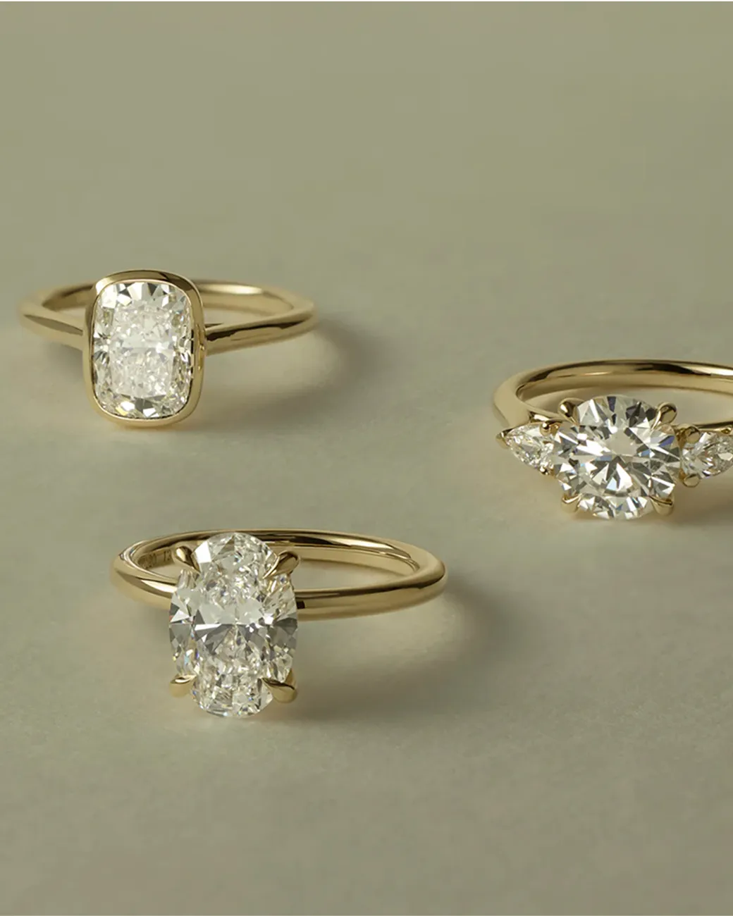 Cullen Jewellery ethical diamond engagement rings in yellow gold settings – sustainable lab-grown diamond rings Australia.