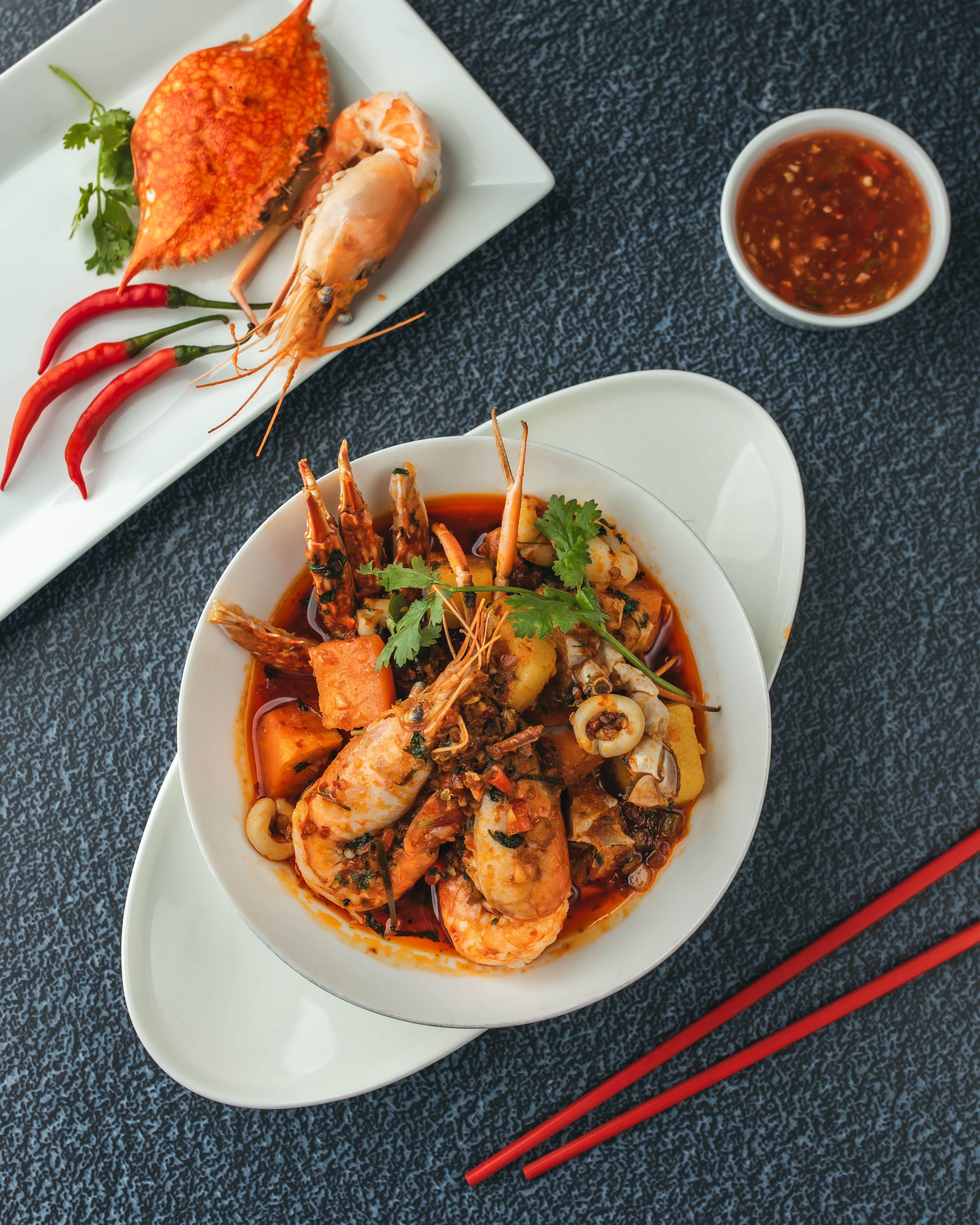 Stir Fried Seafood in Tom Yum Chili Paste
