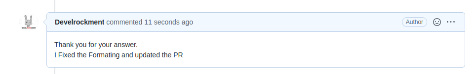 GitHub Comment on Pull Request Update