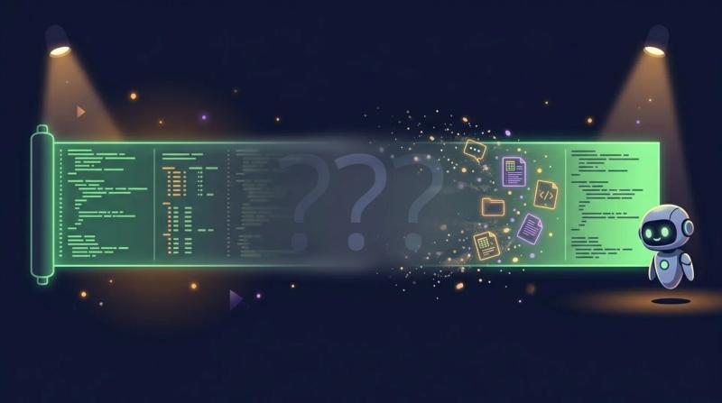 A wide list of data columns, with clear data at each side, but the data at the center is faded and missing.