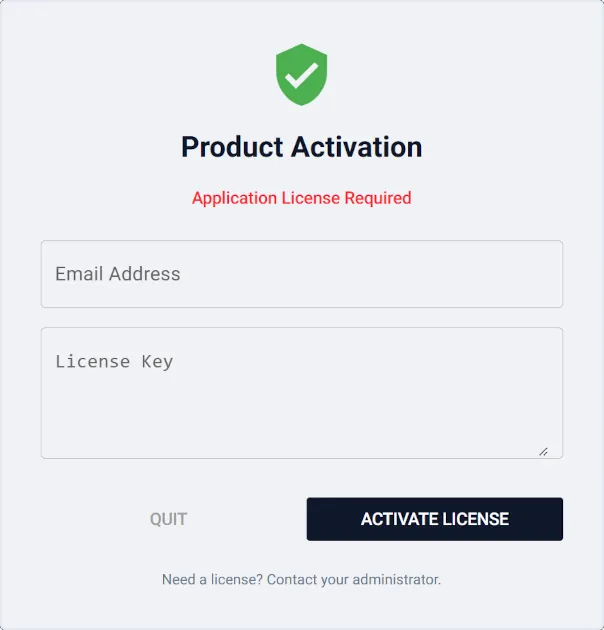 A screenshot of the HiveTrail Mesh product activation dialog asking for the email and license key for the product.