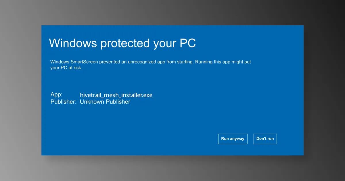 Screenshot of Windows Defender Smart Screen