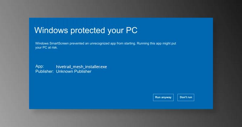 Screenshot of Windows Defender Smart Screen