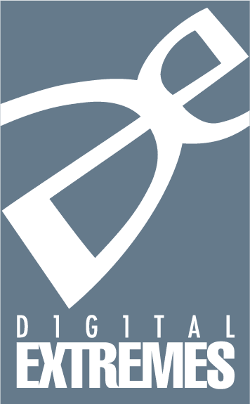 Digital Extremes logo on a personalized direct mail postcard