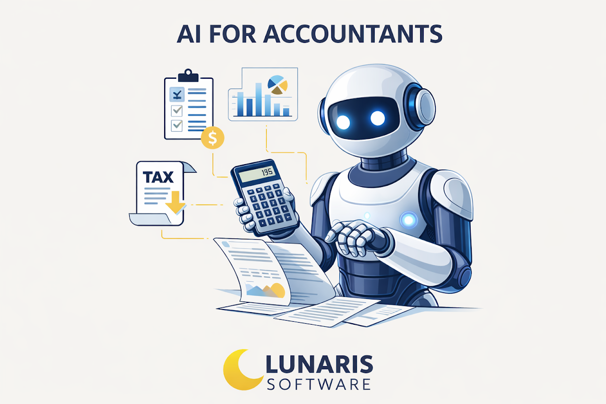 Lunaris Software photo printed on a personalized direct mail postcard