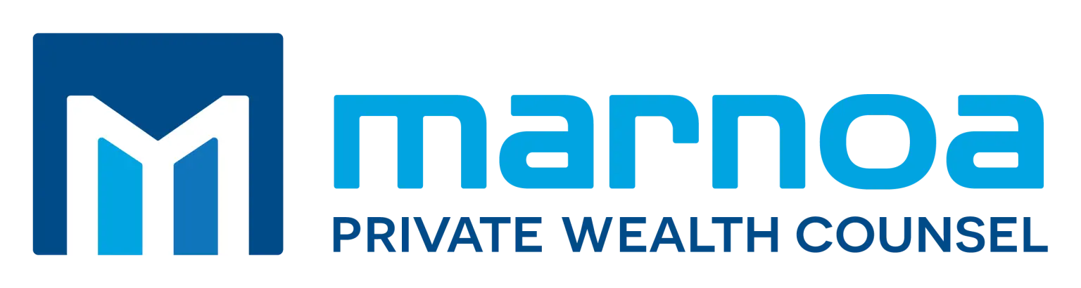 Marnoa Private Wealth logo on a personalized direct mail postcard