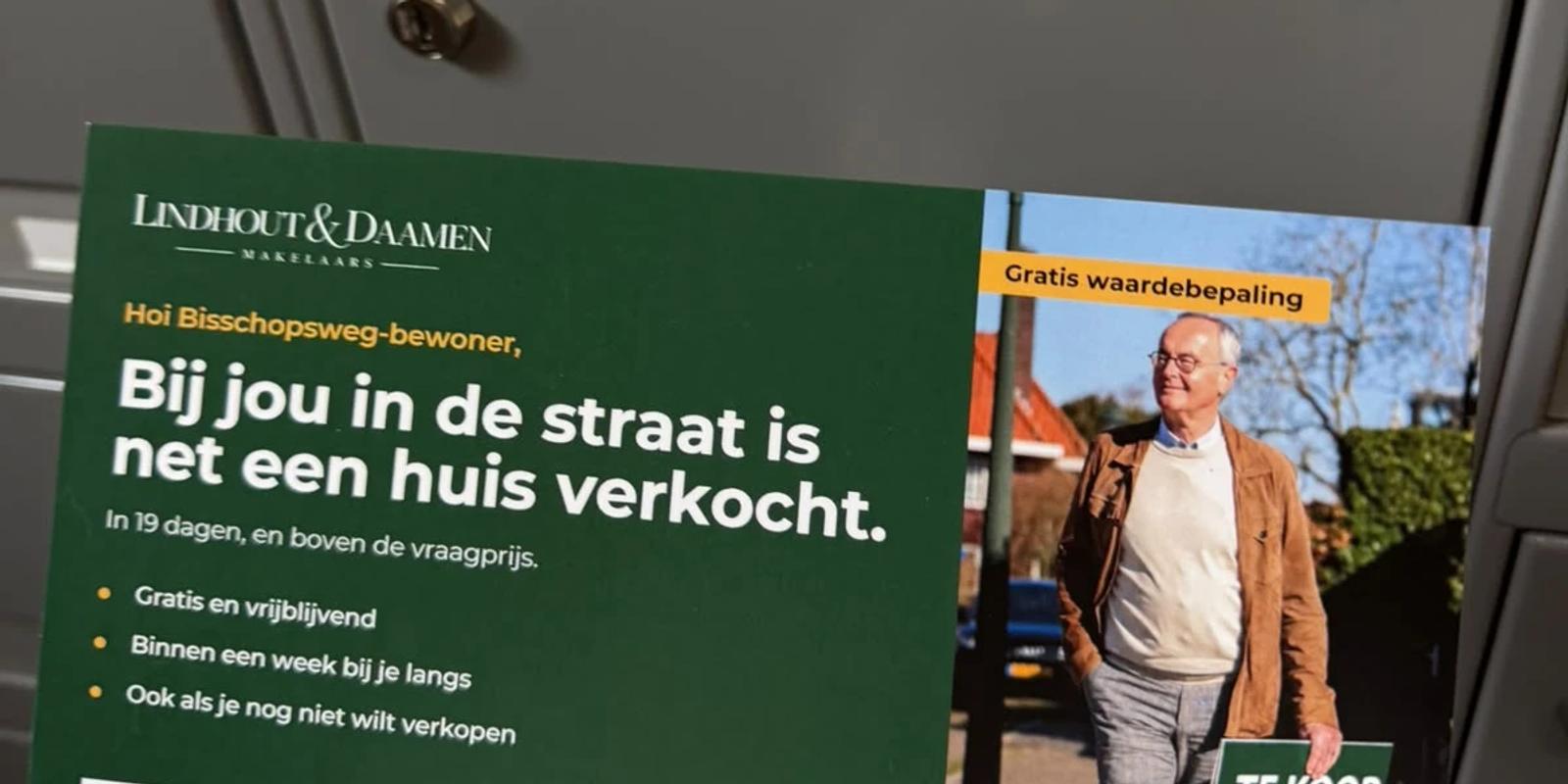 Buurtkaart van Lindhout & Daamen: 'Hoi Bisschopsweg-bewoner, bij jou in de straat is net een huis verkocht'