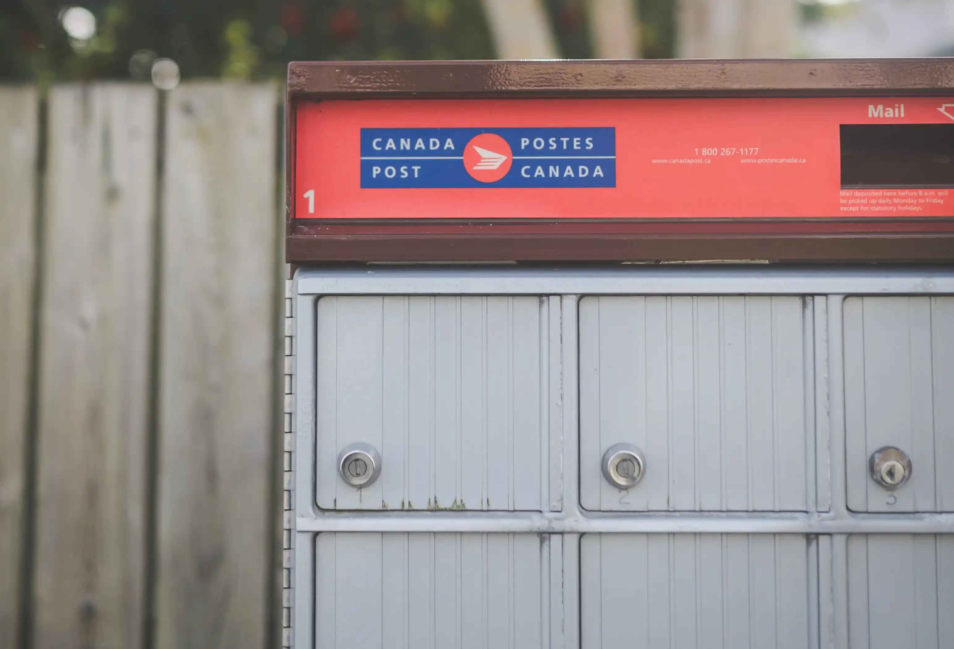 Canada post mailbox to symbolize the importance of correct mail labeling 