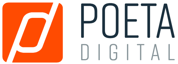 Poeta Digital logo on a personalized direct mail postcard