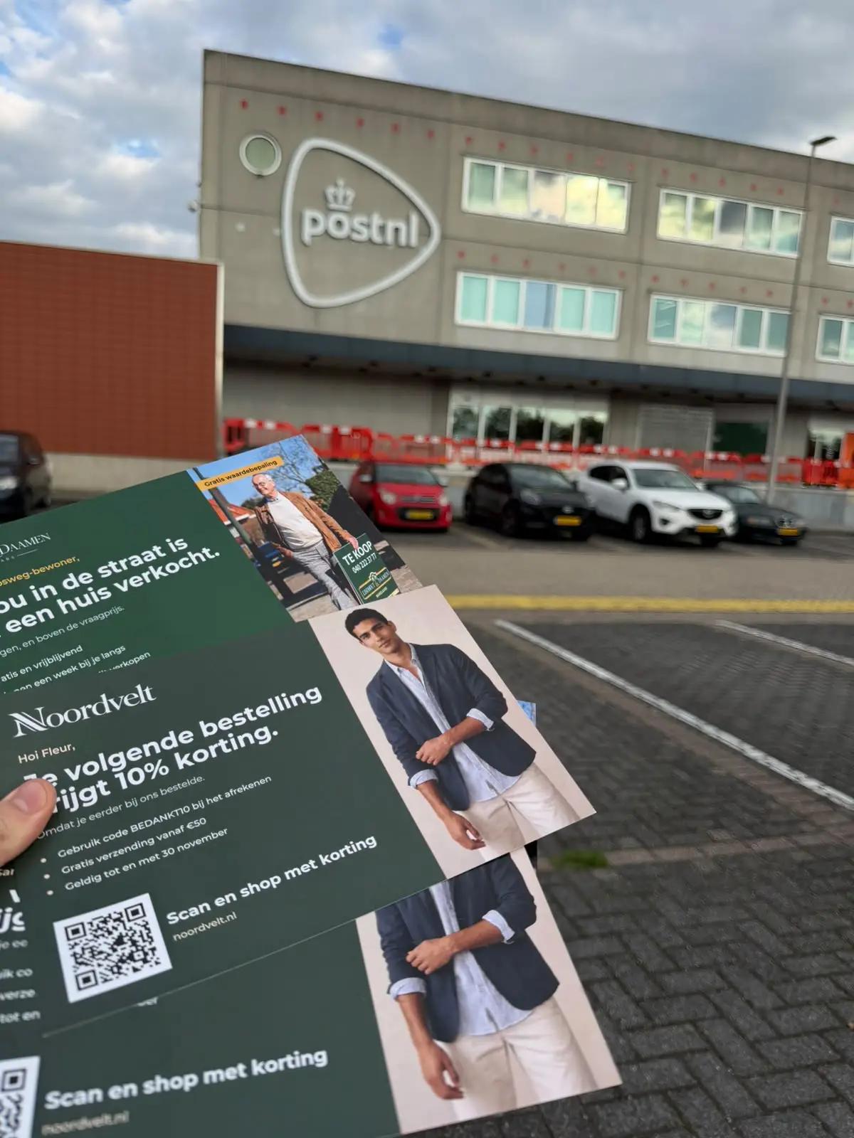 Persoonlijke kaarten voor een zakelijke mailing, klaar om via PostNL verstuurd te worden