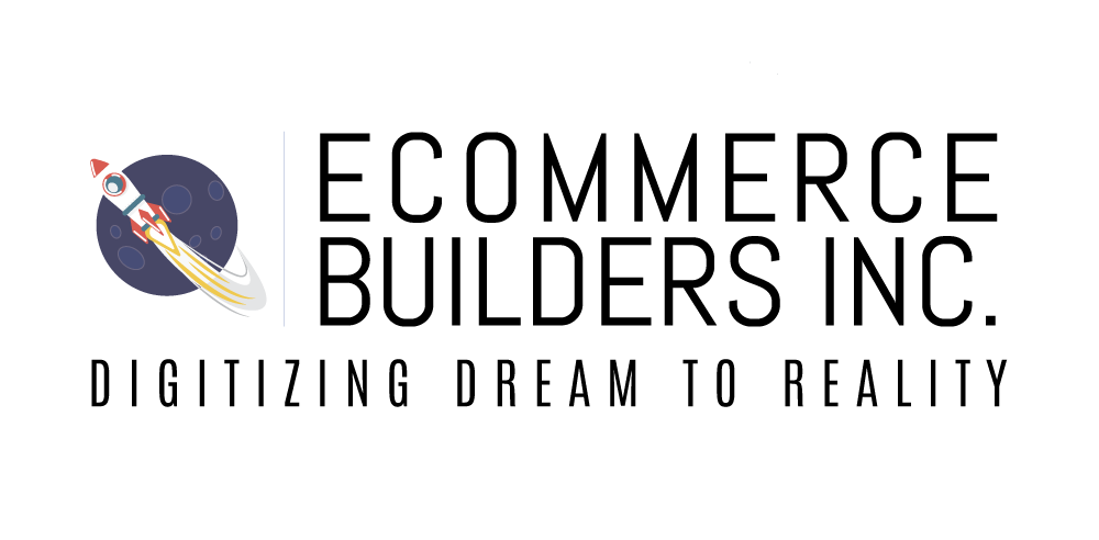 Ecommerce Builders Inc. logo on a personalized direct mail postcard