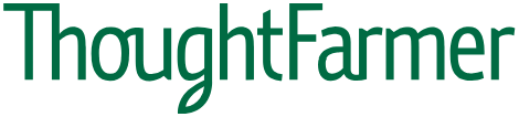 ThoughtFarmer logo on a personalized direct mail postcard