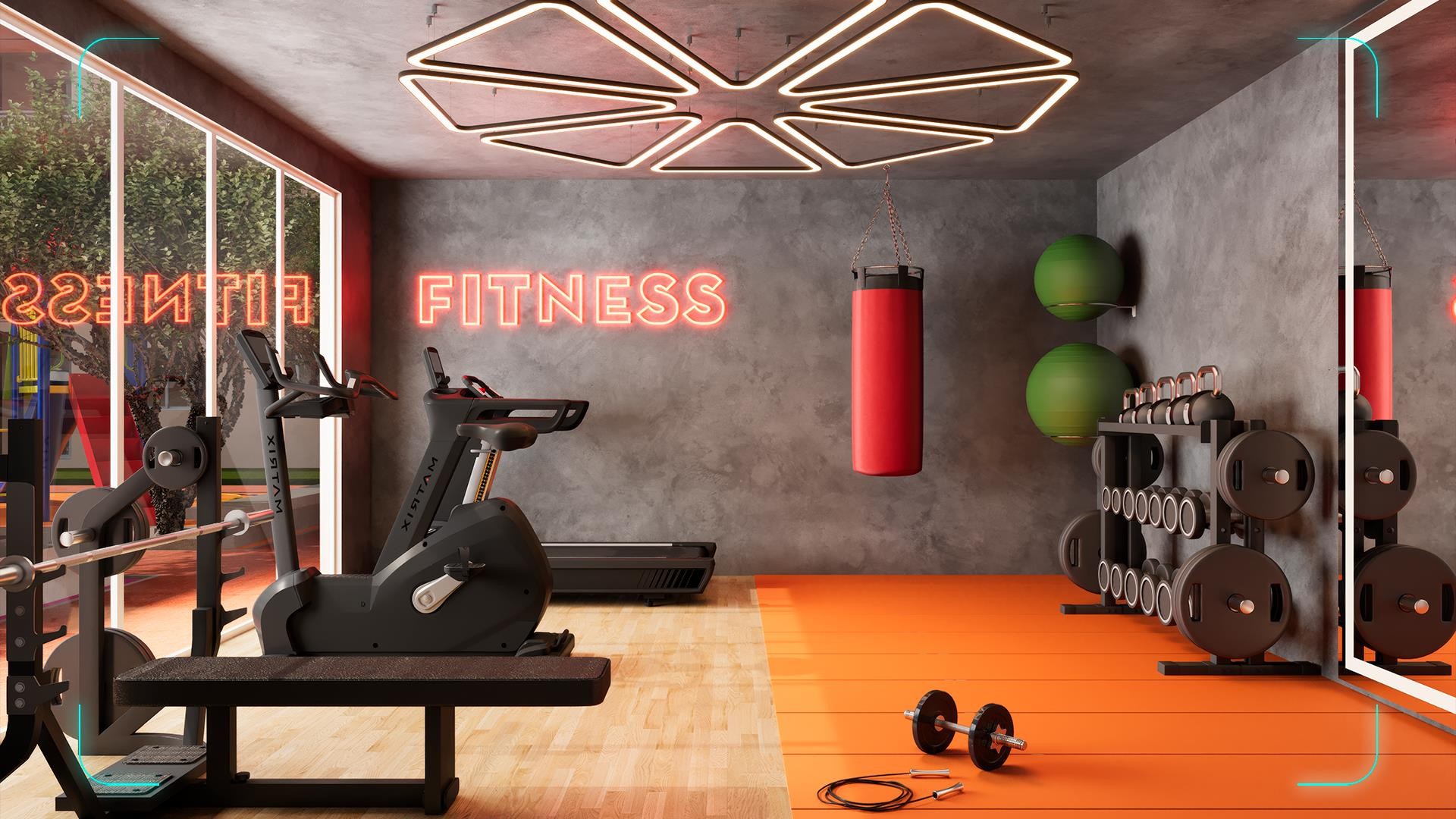 Espaço fitness coberto