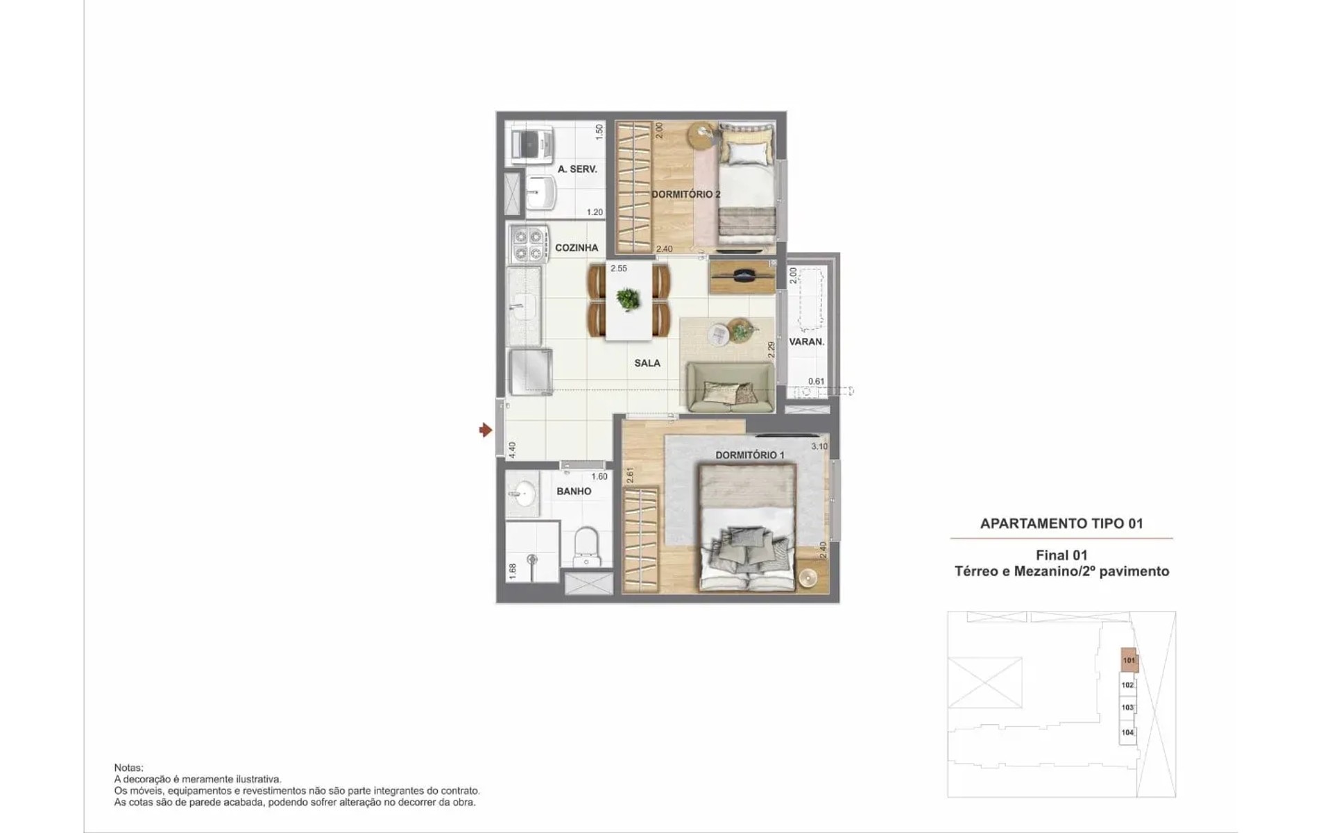 Residencial Pixinguinha - Condomínio Rosa — planta 1