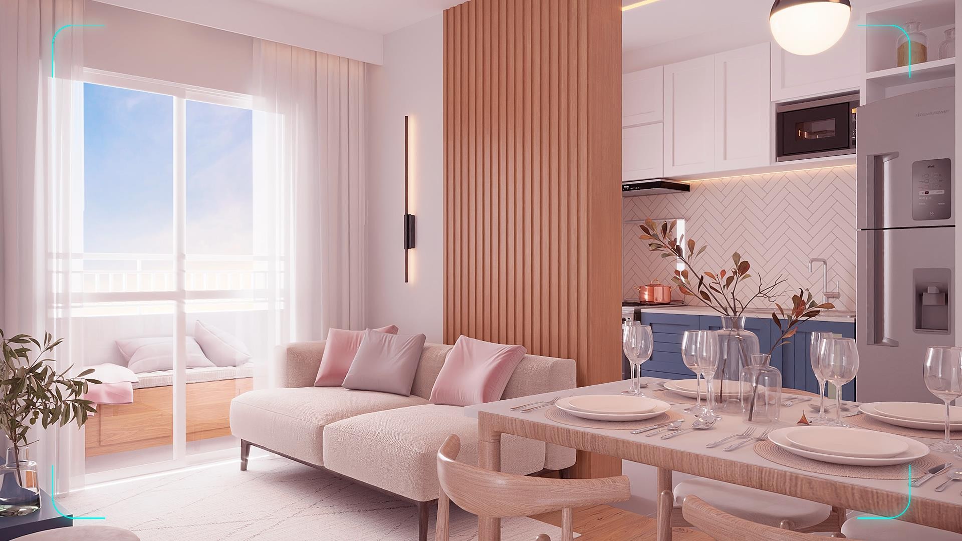 Living do apartamento decorado