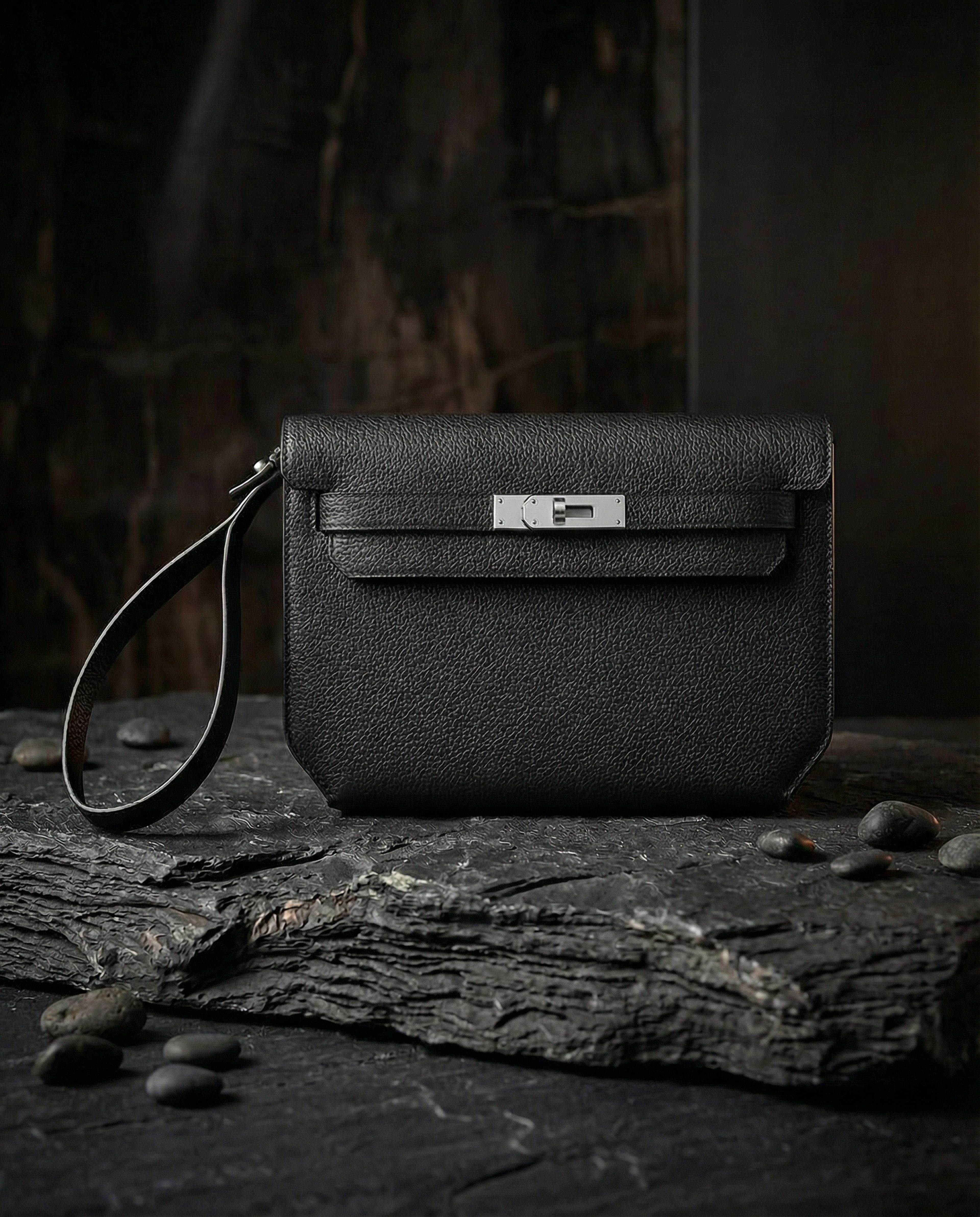 Hermès Kelly Depeches 25 Togo Black Palladium Hardware