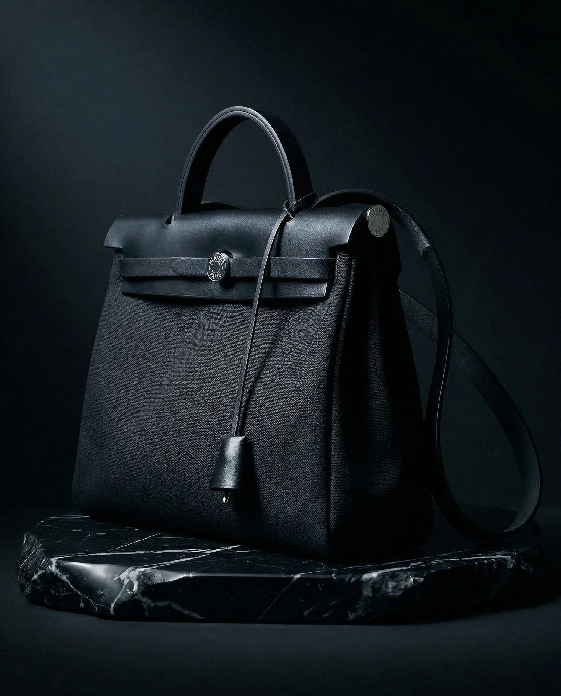 Hermès Herbag 31 Vache Hunter / Toile Black
