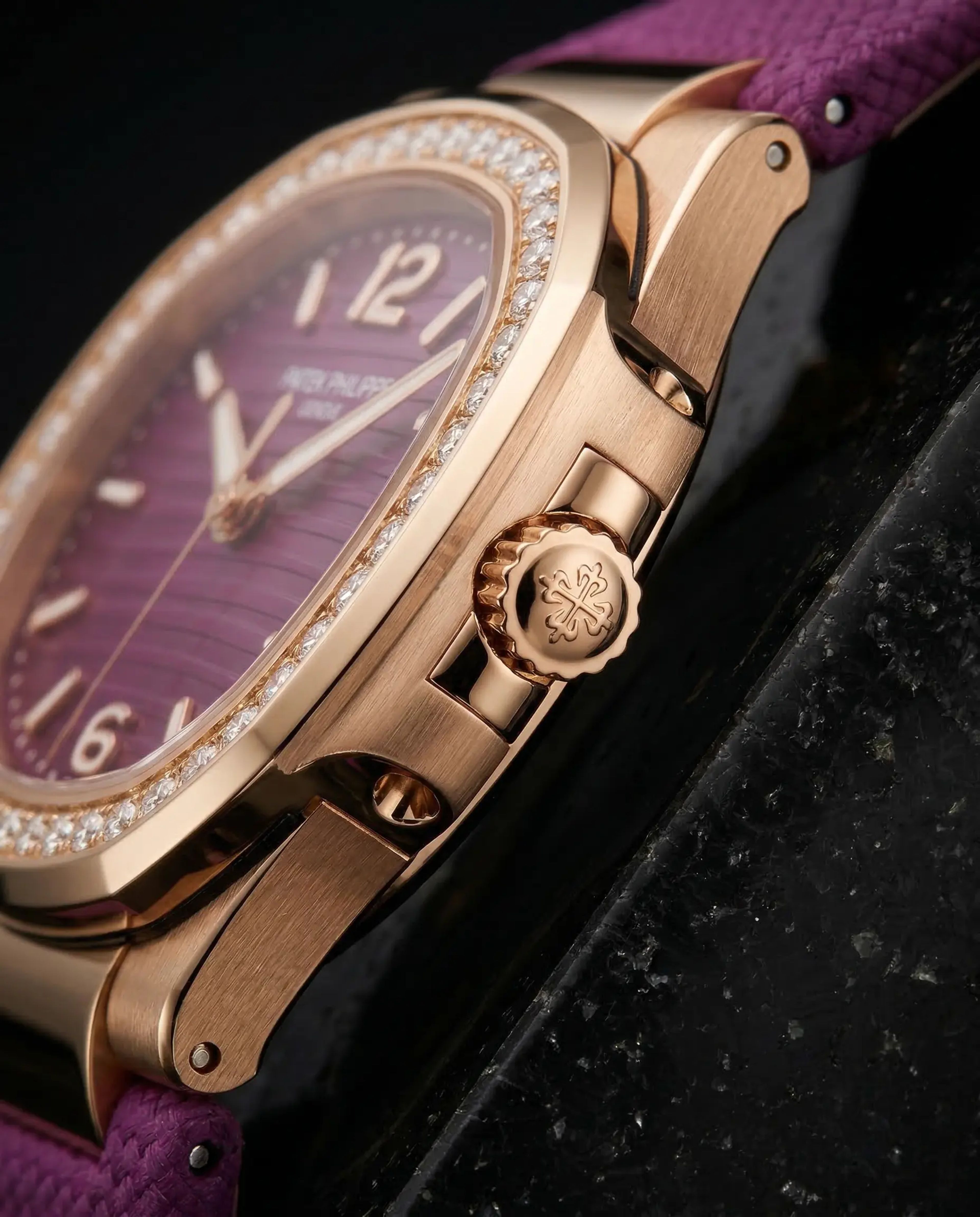 Patek Philippe Nautilus Ladies Rose Gold Purple Dial