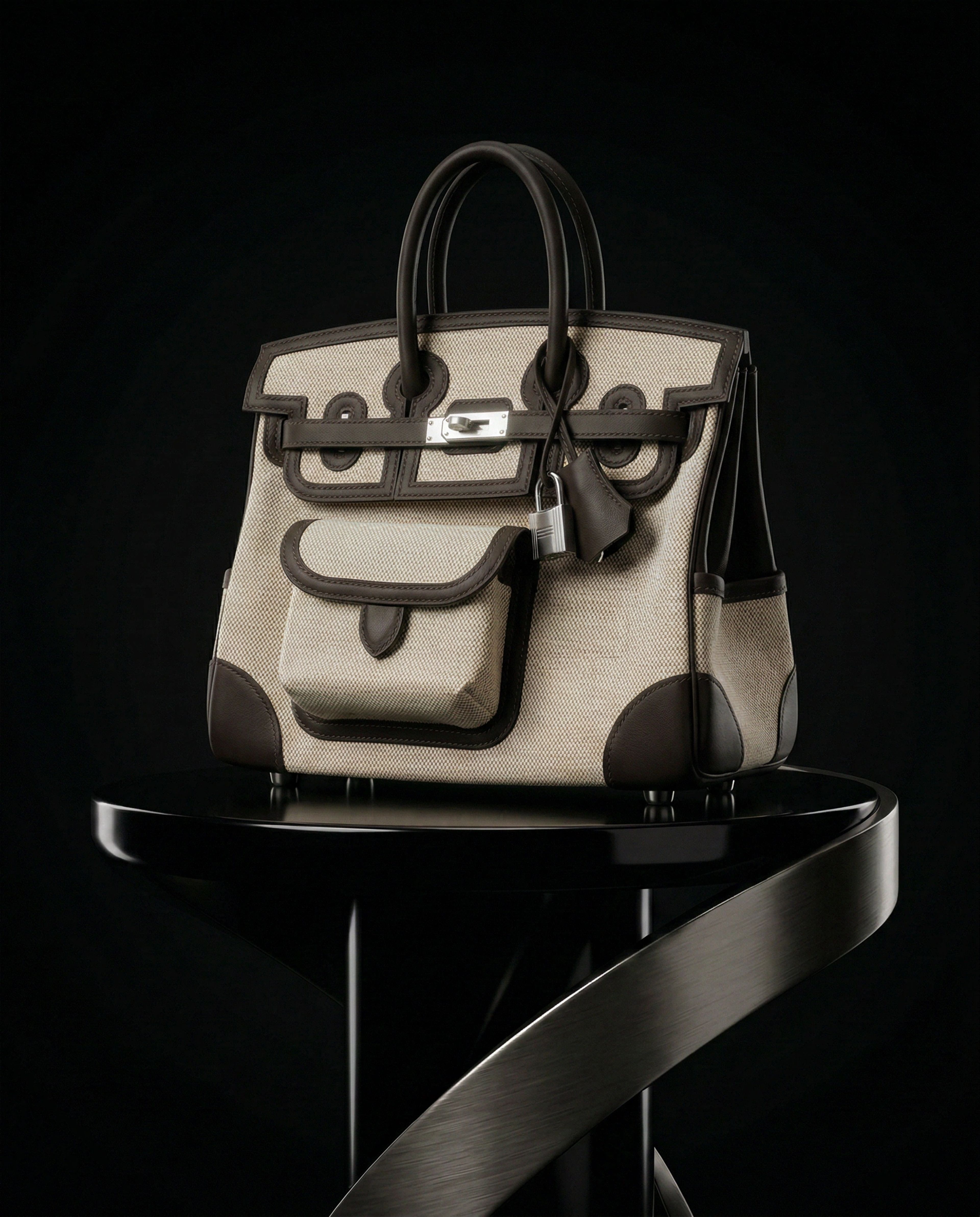 Hermès Birkin 25 Cargo Ecru-Beige Toile H Canvas and Bai Brun Swift Palladium Hardware