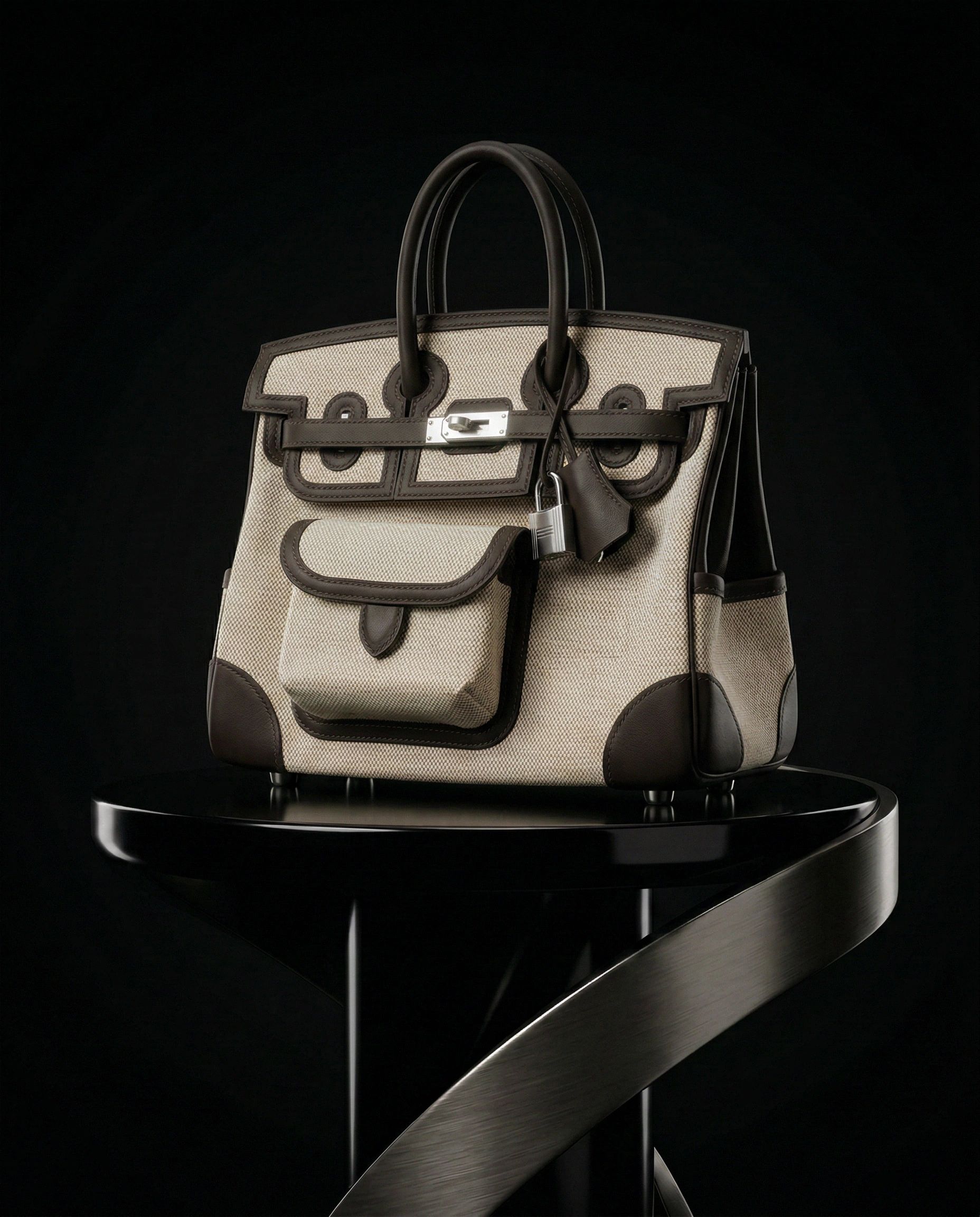 Hermès Birkin 25 Cargo Ecru-Beige Toile H Canvas and Bai Brun Swift Palladium Hardware