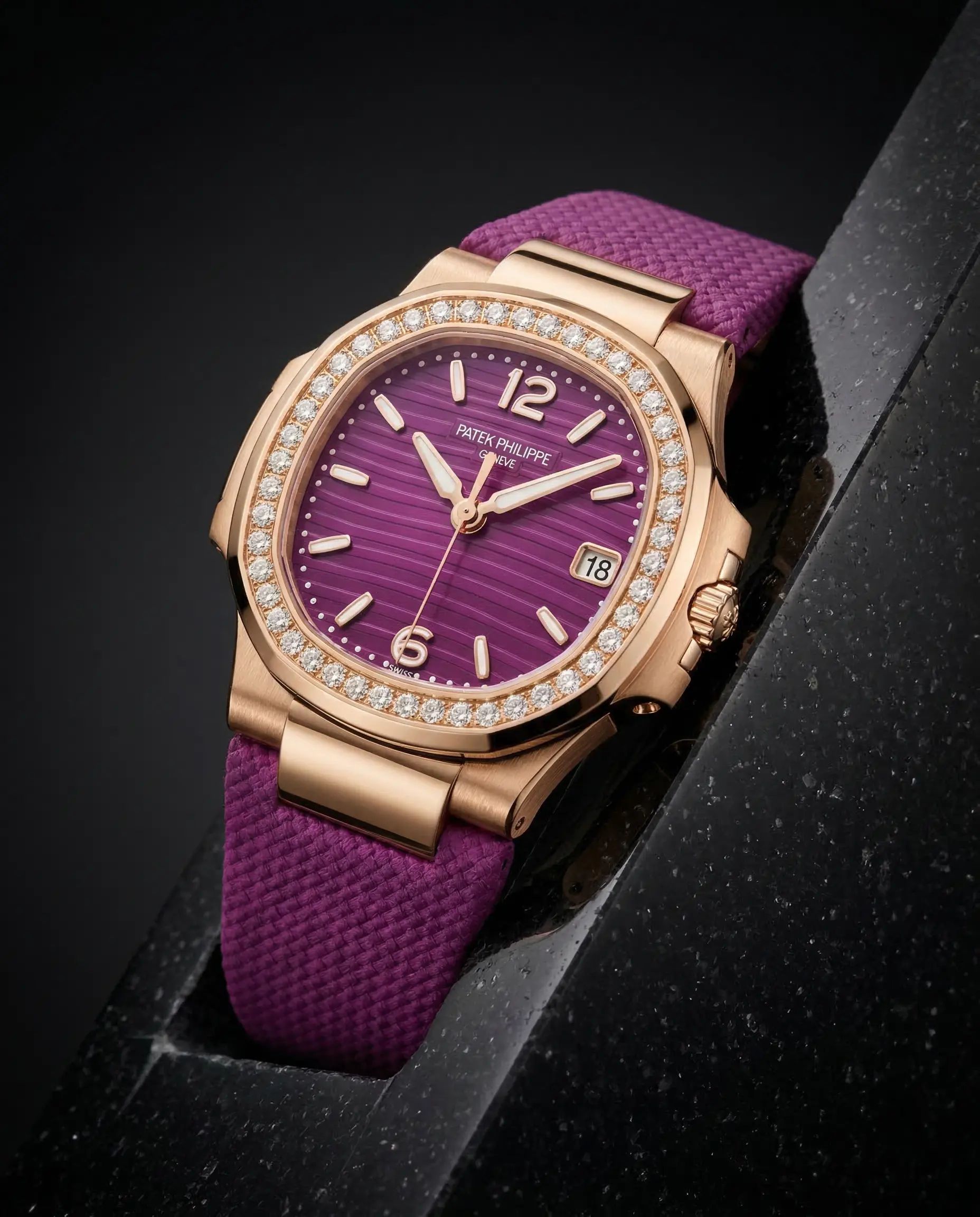 Patek Philippe Nautilus Ladies Rose Gold Purple Dial