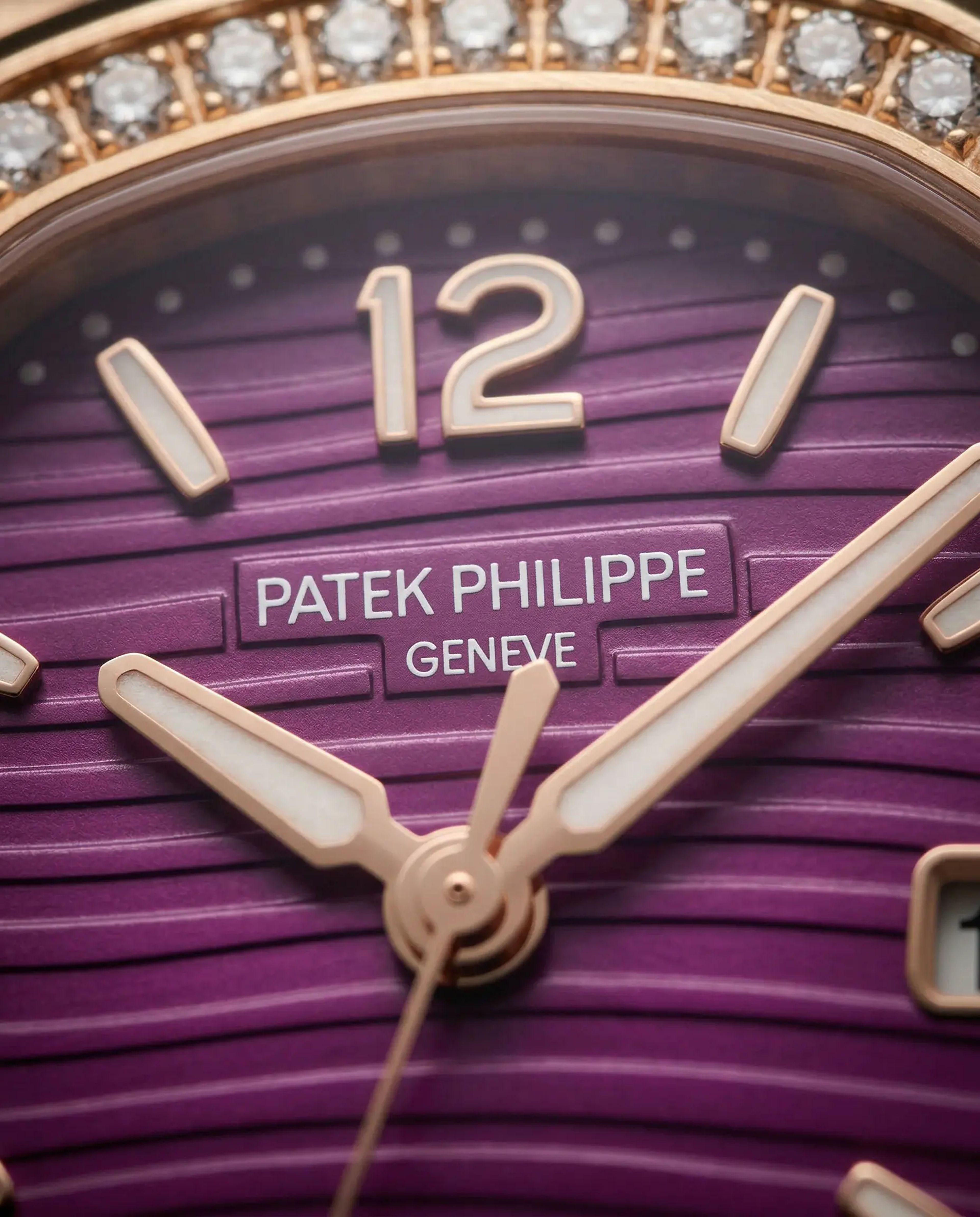 Patek Philippe Nautilus Ladies Rose Gold Purple Dial