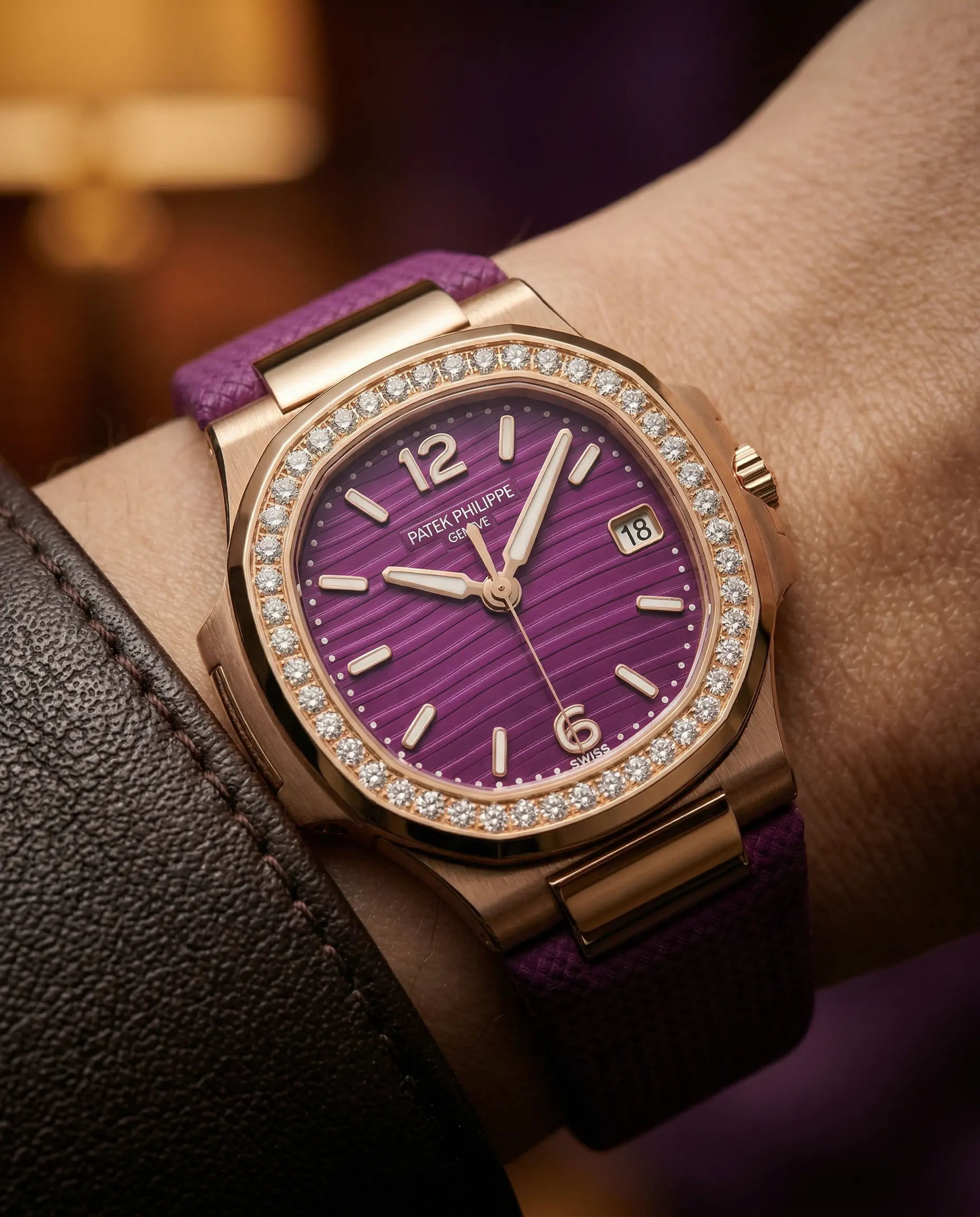 Patek Philippe Nautilus Ladies Rose Gold Purple Dial