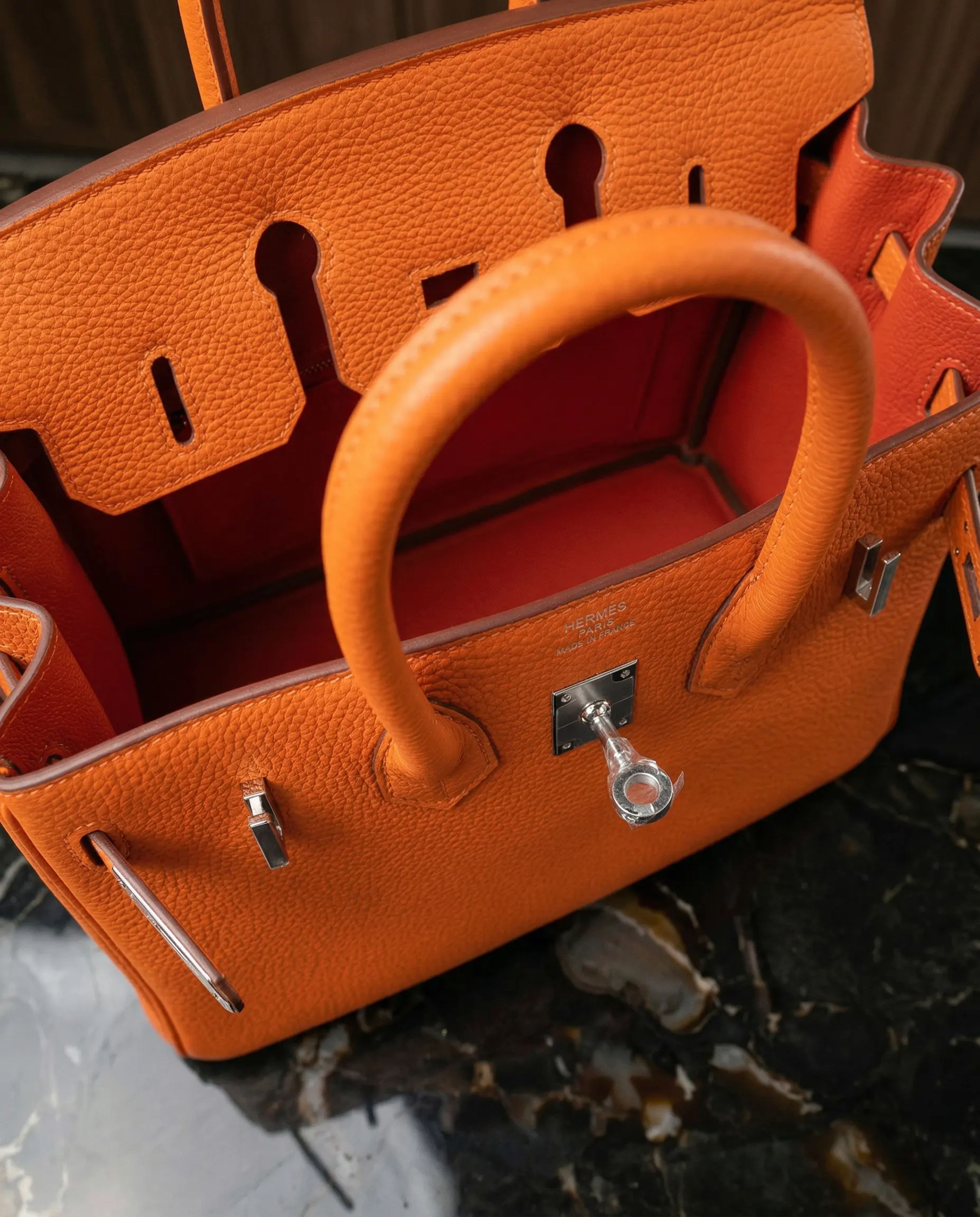 Hermès Birkin 25 Orange Togo Palladium Hardware