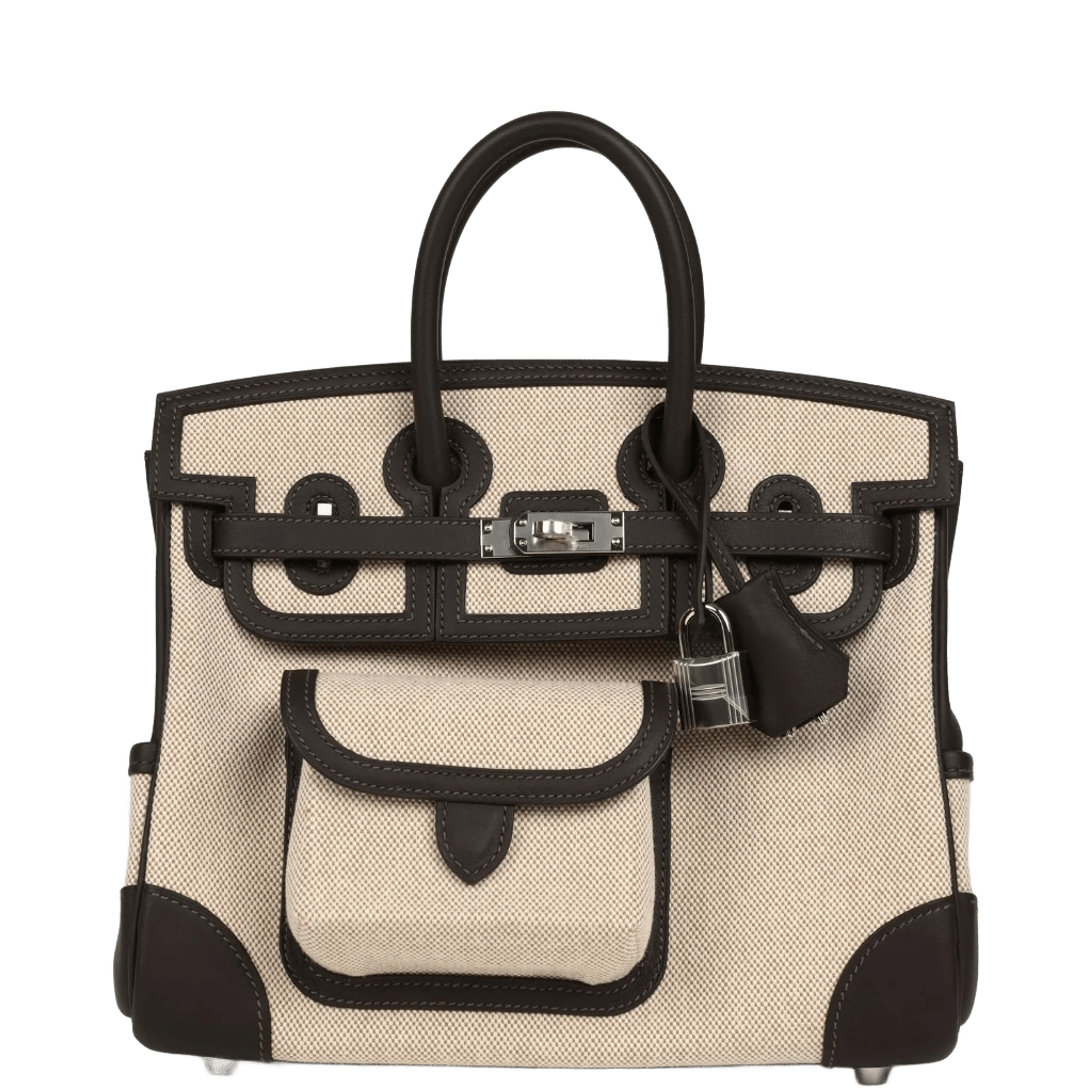 Hermès Birkin 25 Cargo Ecru-Beige Toile H Canvas and Bai Brun Swift Palladium Hardware